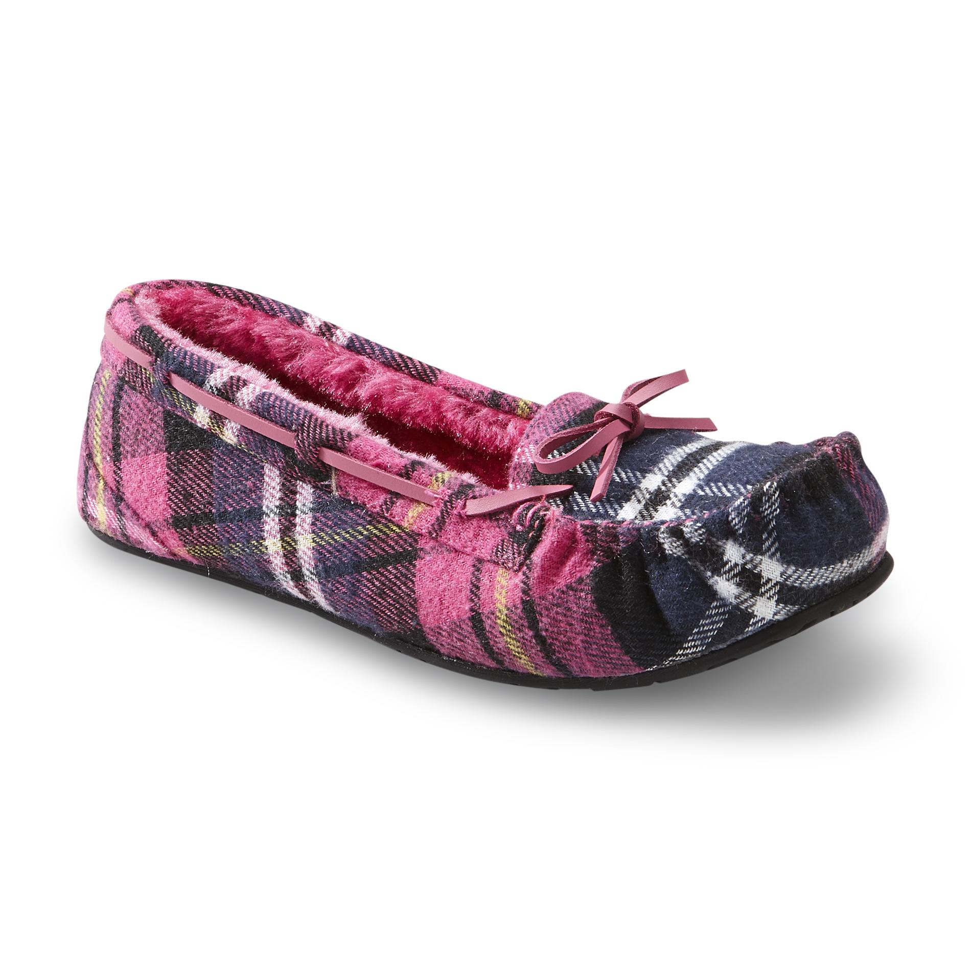 Route 66 Women's Milah Pink Plaid Flannel Moccasin Slipper
