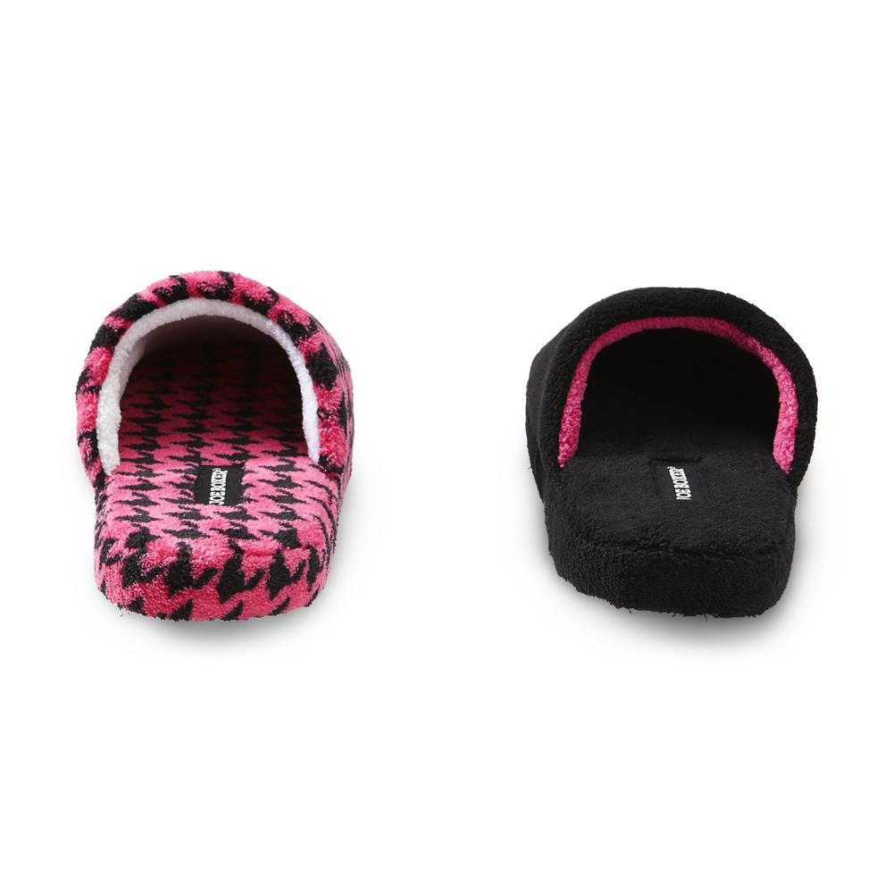 Joe Boxer Women's 2-Pairs Madelyn Black/Pink/Houndstooth Scuff Slipper