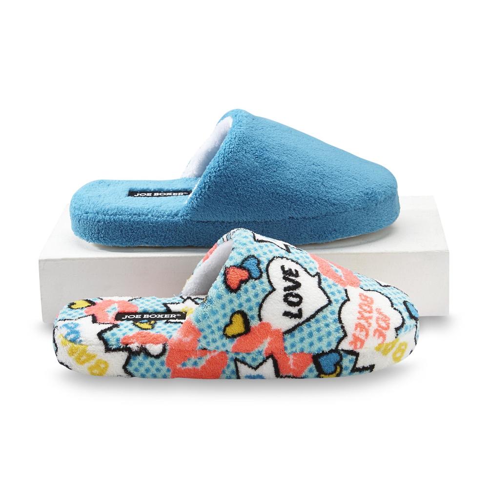 Joe Boxer Women's 2-Pairs Madelyn Turquoise Scuff Slipper
