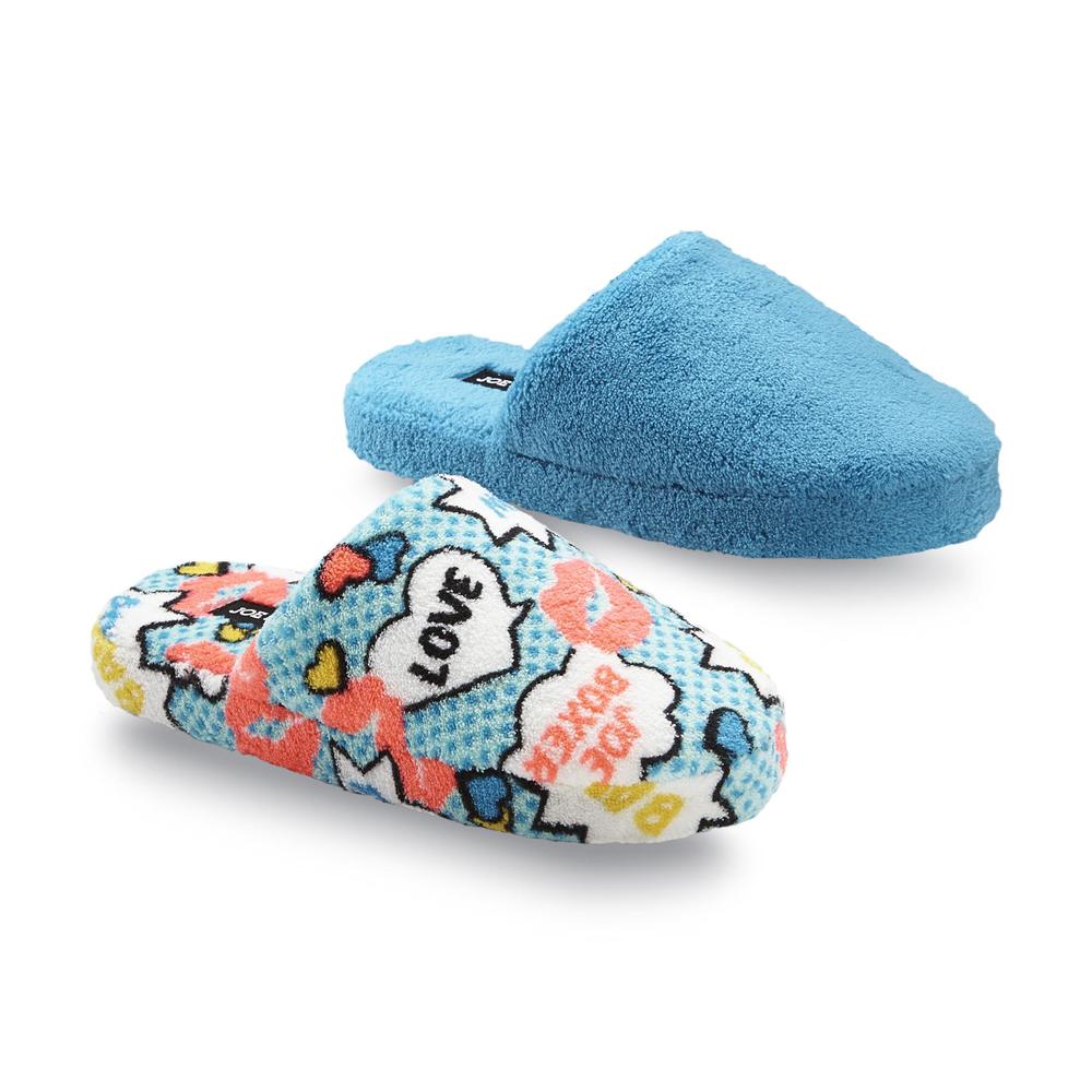Joe Boxer Women's 2-Pairs Madelyn Turquoise Scuff Slipper