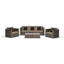 Atlantic Westin 5 Piece Brown Synthetic Wicker Patio Seating Set with Brown Cushions