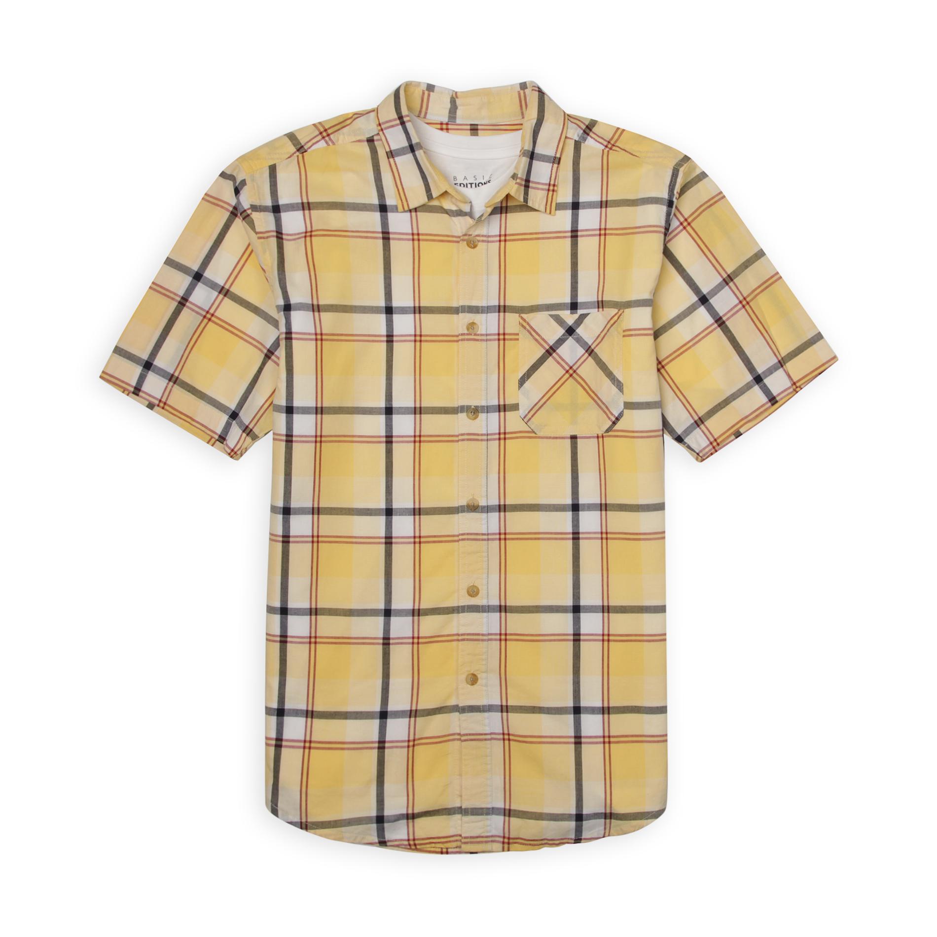Basic Editions Men's Button-Front Shirt & T-Shirt - Plaid