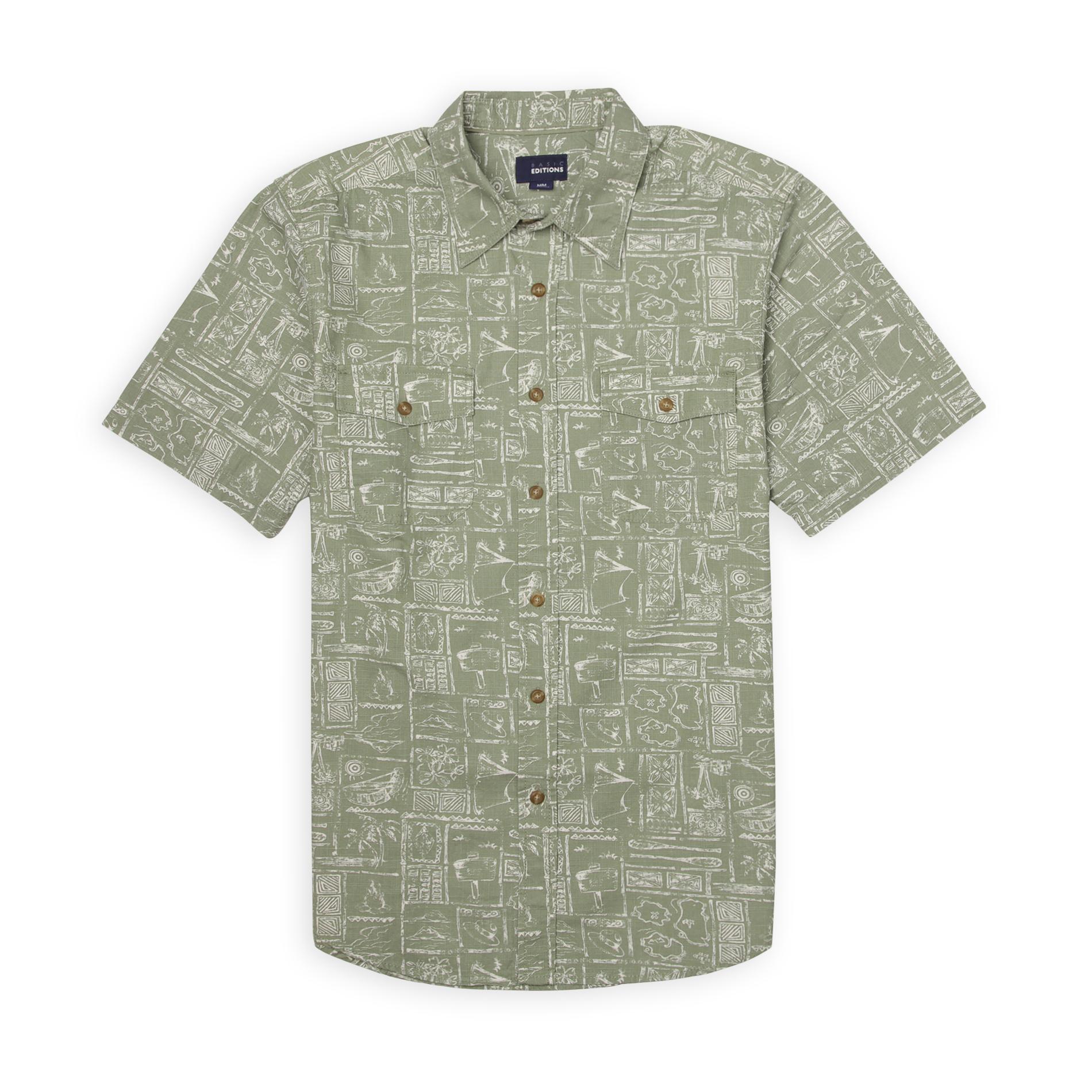 Basic Editions Men's Short-Sleeve Button-Front Shirt - Tribal