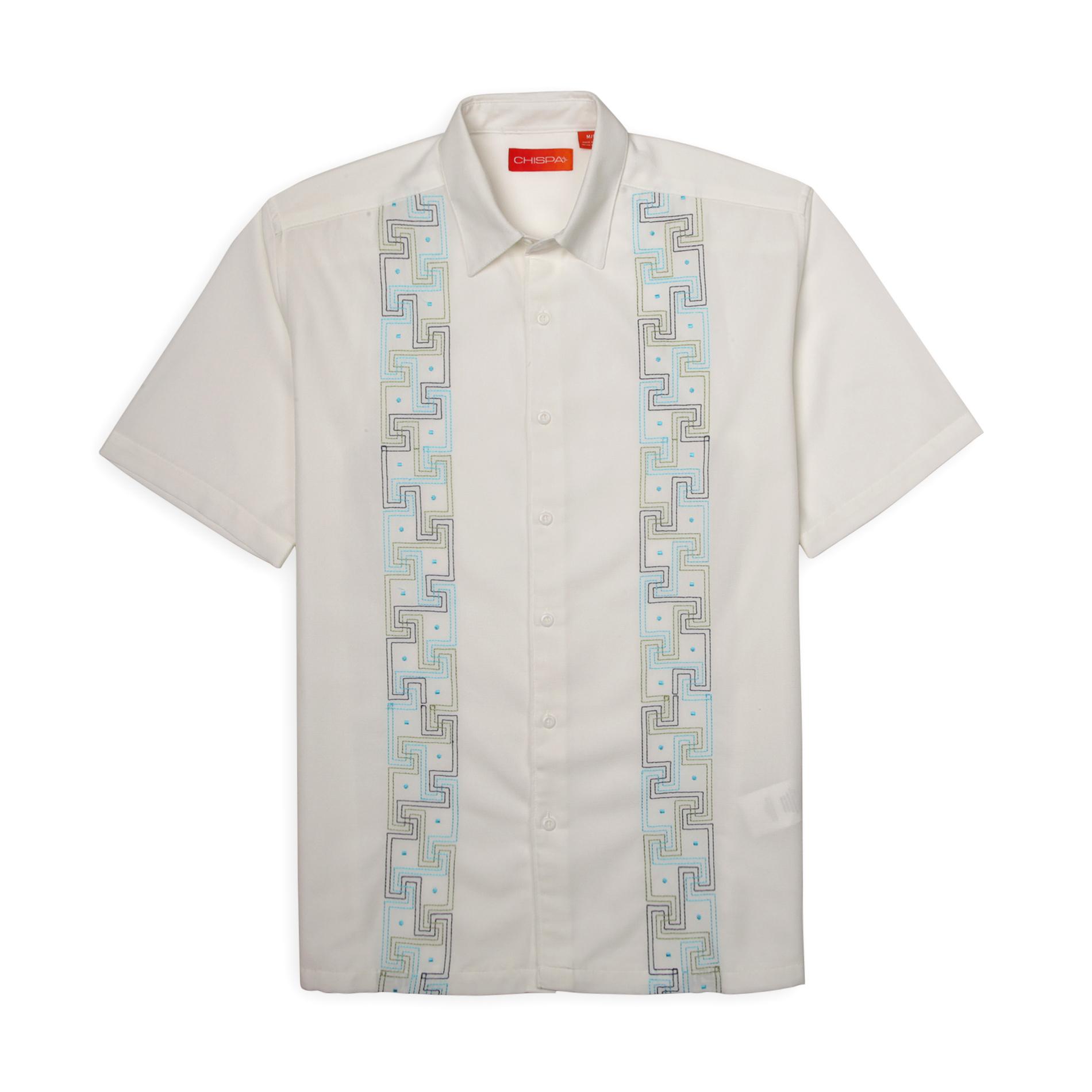 Chispa Men's Embroidered Casual Shirt - Geometric Key