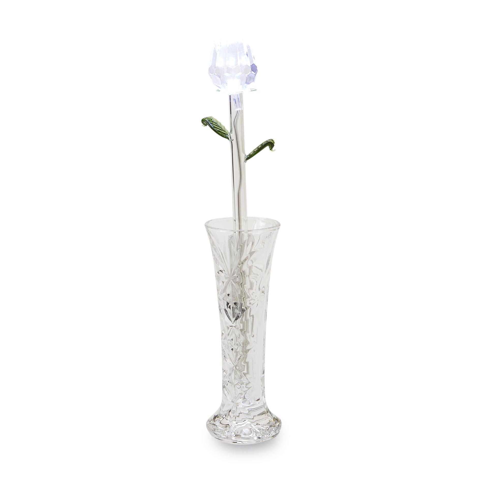 LED Glass Rose & Vase