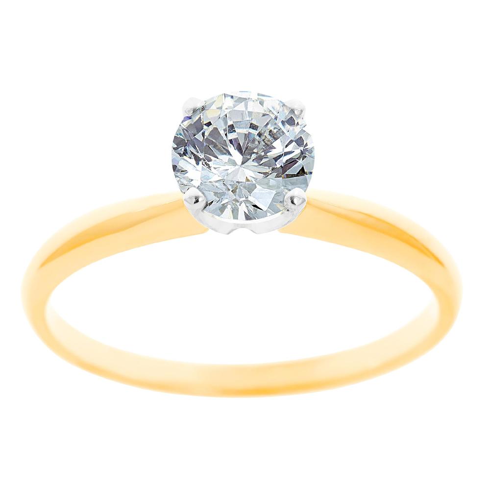 New York City Diamond District 14K Two tone gold 3/4 ct Round Certified Diamond Solitaire Engagement Ring