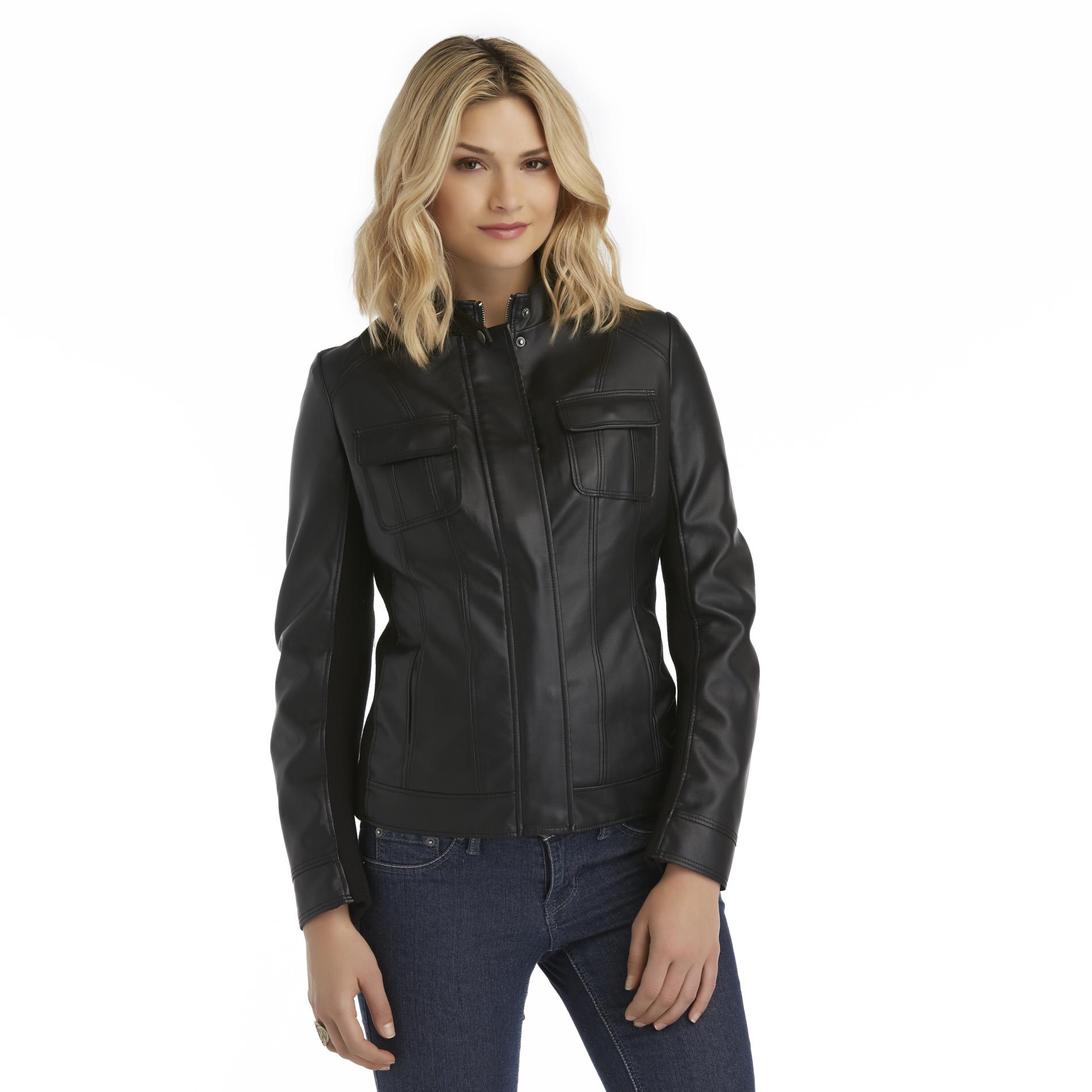 Metaphor Women's Faux Leather Bomber Jacket