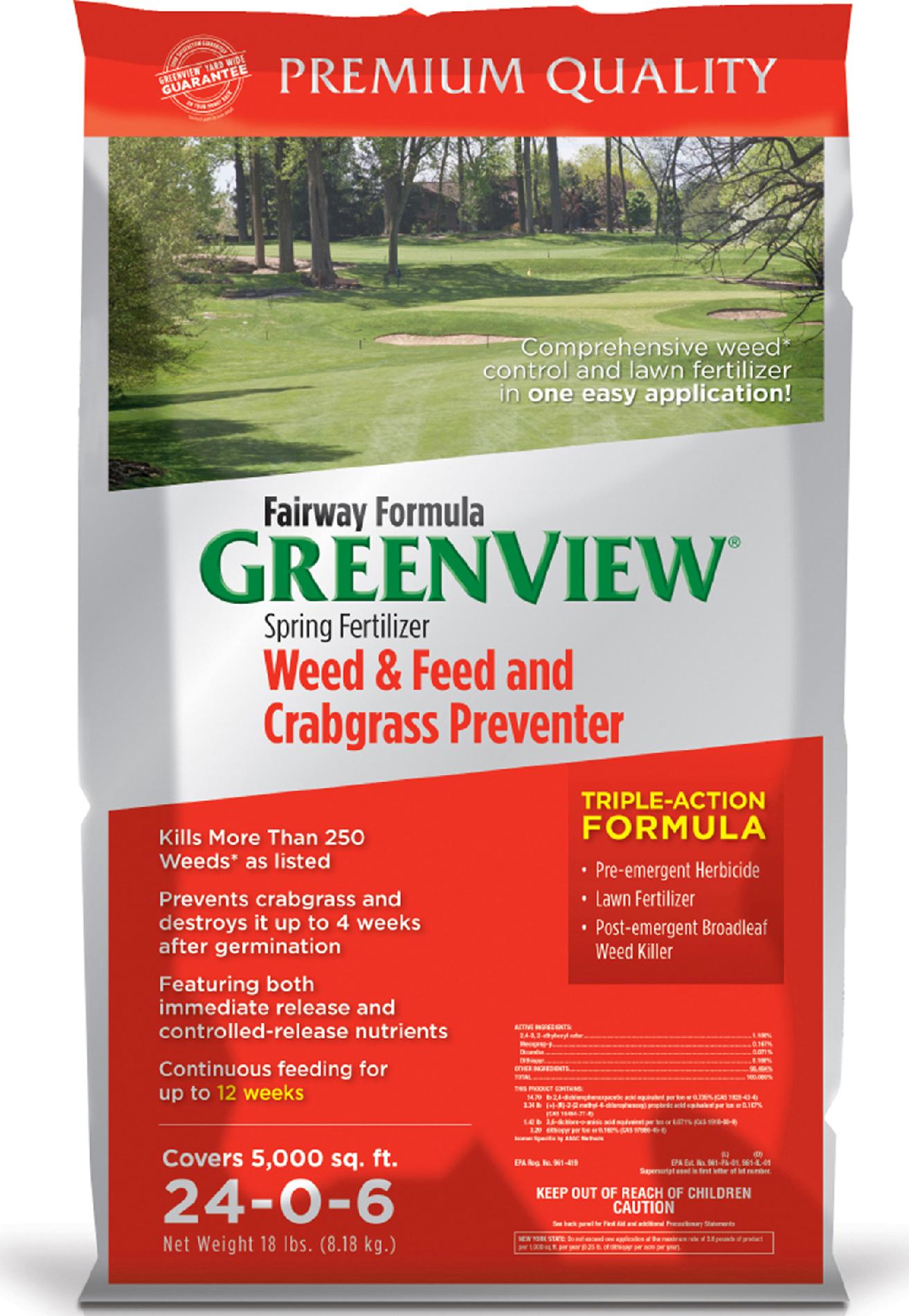 Greenview G81 2129172 18 lb. Fairway Formula Spring Fertilizer Weed and Feed and Crabgrass Preventer