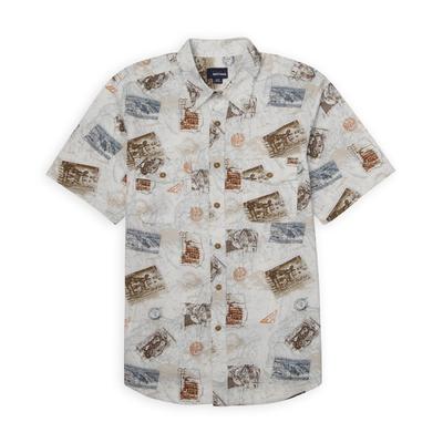 Basic Editions Men's Big & Tall Button-Front Casual Shirt - Stamps