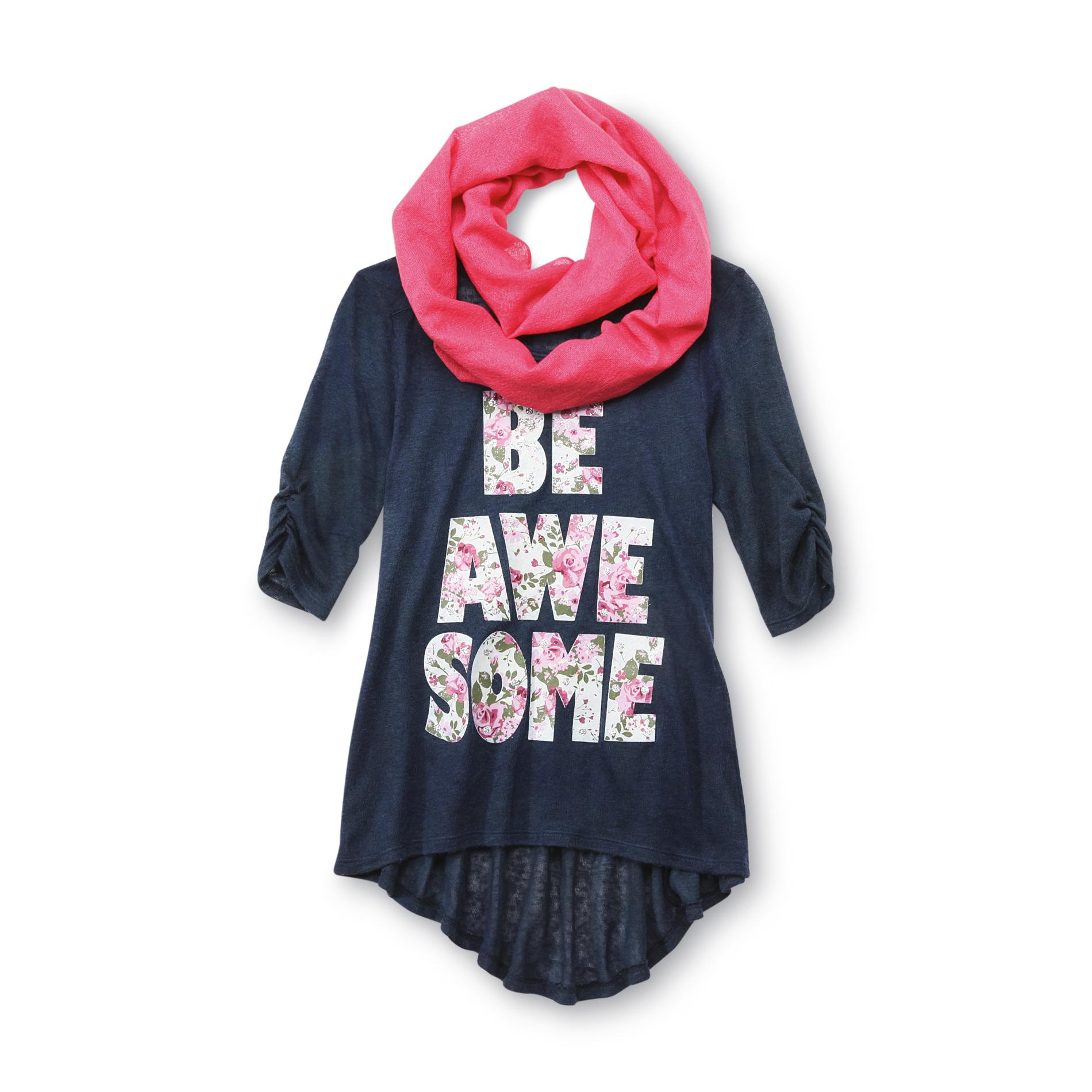 Knitworks Kids Girl's Knit Top & Infinity Scarf - Floral