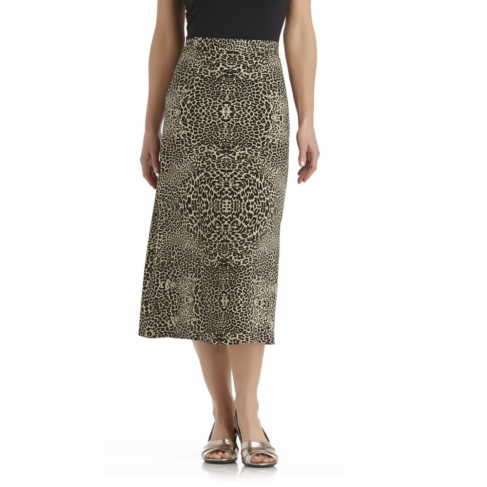 Laura Scott Women's Midi Skirt - Leopard Print