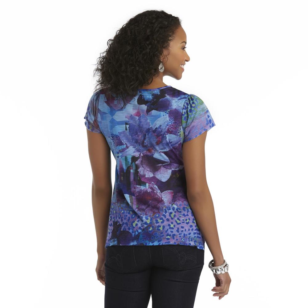 Live and Let Live Petite's Embellished Top - Abstract Animal