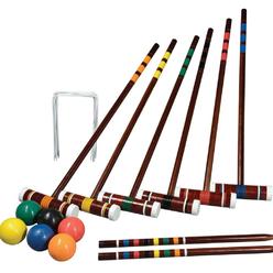 franklin sports outdoor croquet set - 6 player croquet set with stakes, mallets, wickets, and balls - backyard/lawn croquet set