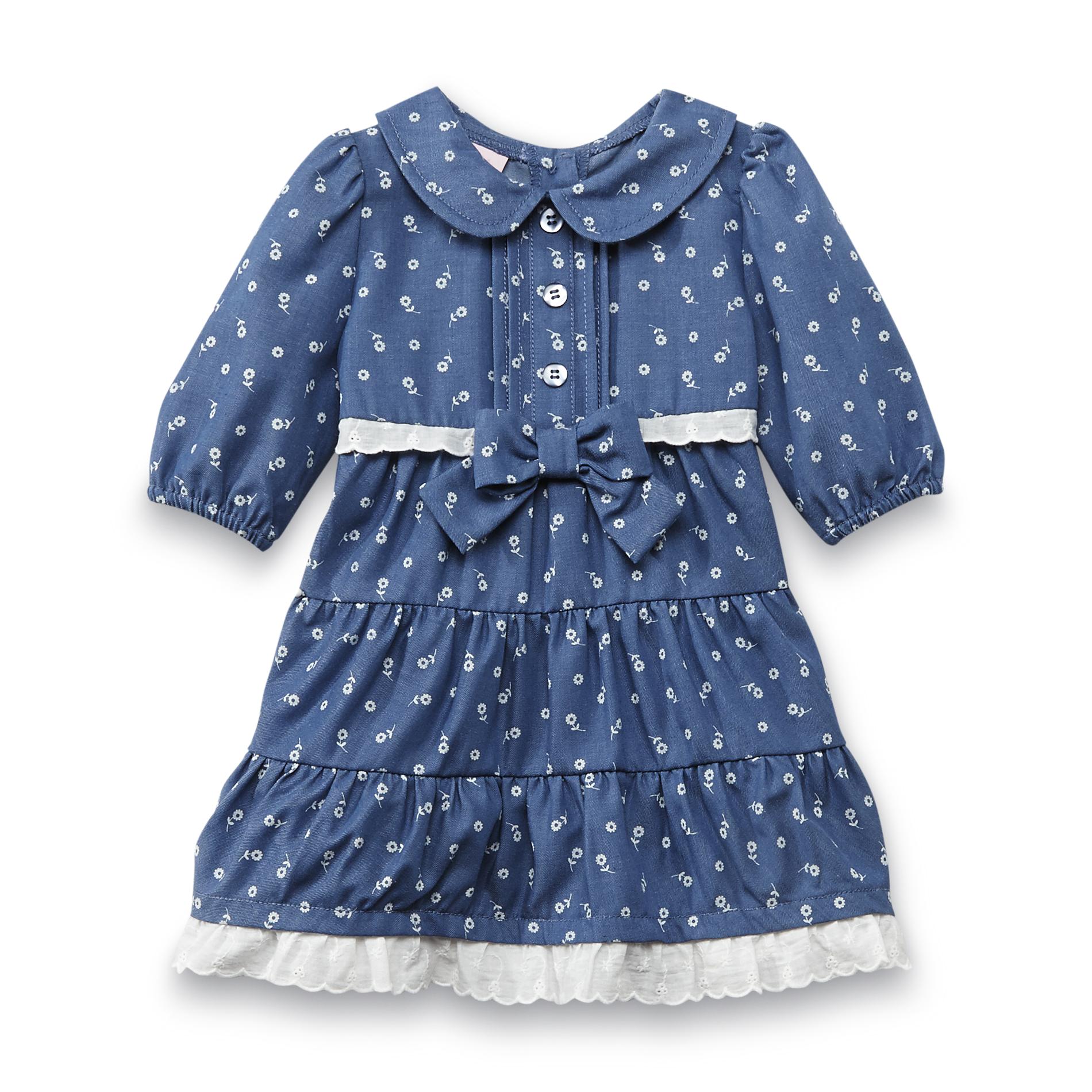 Route 66 Newborn Girl's Chambray Dress - Floral