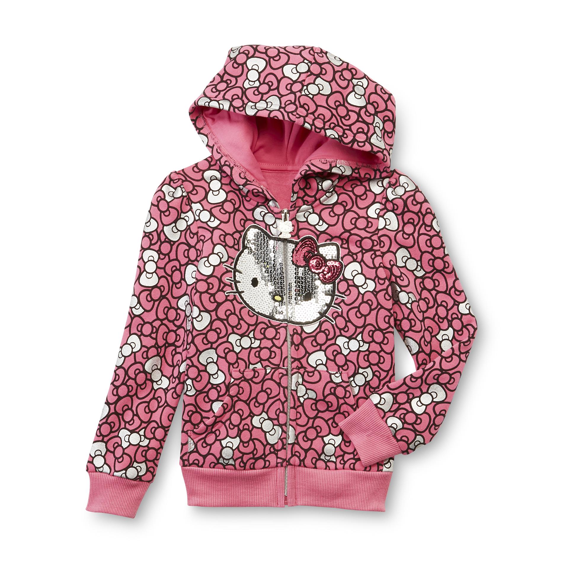 Hello Kitty Toddler Girl s Sequined Hoodie Jacket Bows Hello Kitty Toddler Girl s Sequined Hoodie Jacket Bows
