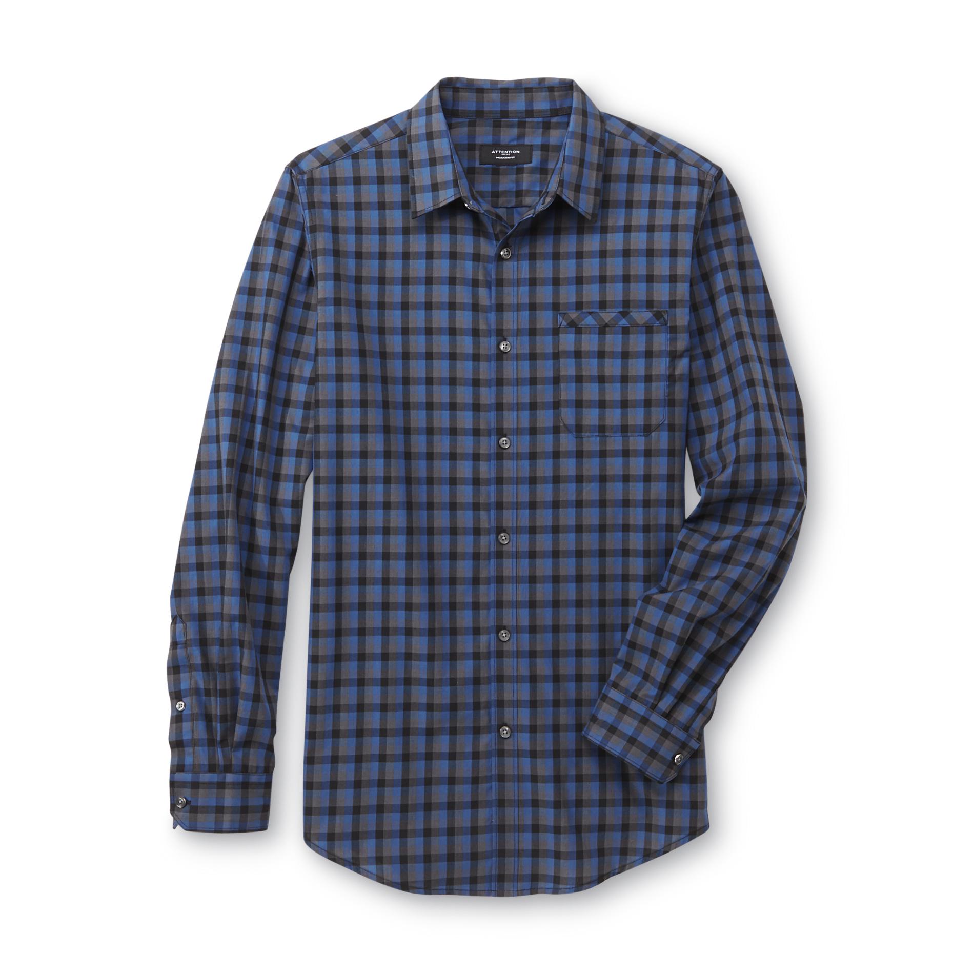 Attention Men's Modern Fit Collared Casual Shirt - Plaid
