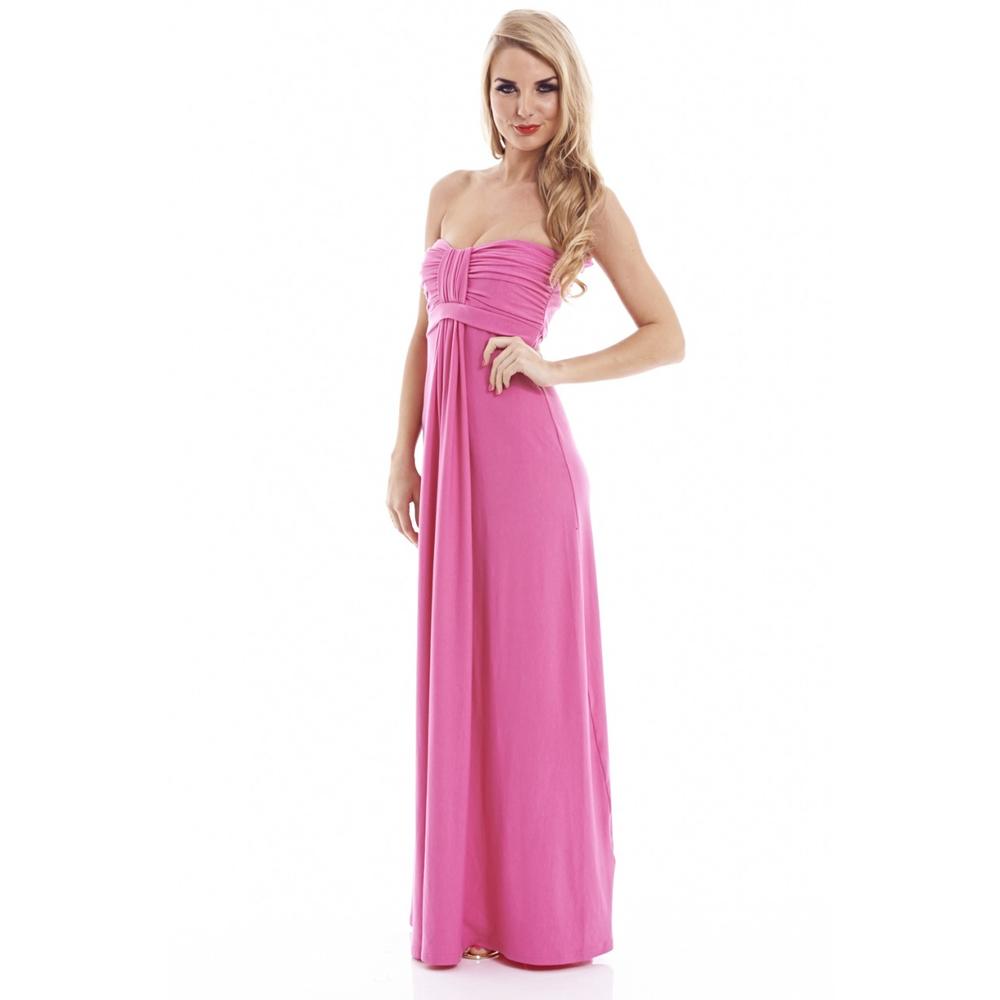 AX Paris Women's Plain Strapless  Maxi Pink Dress - Online Exclusive