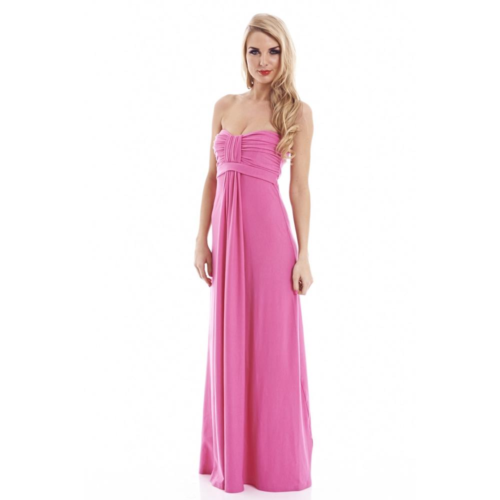 AX Paris Women's Plain Strapless  Maxi Pink Dress - Online Exclusive