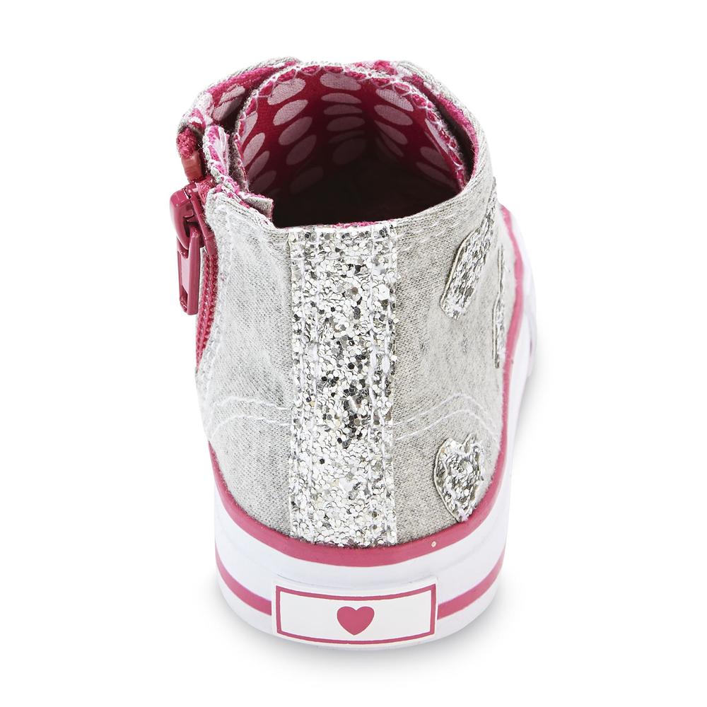 Bongo Toddler Girl's Cara Gray/Pink Sparkle HighTop Casual Shoe