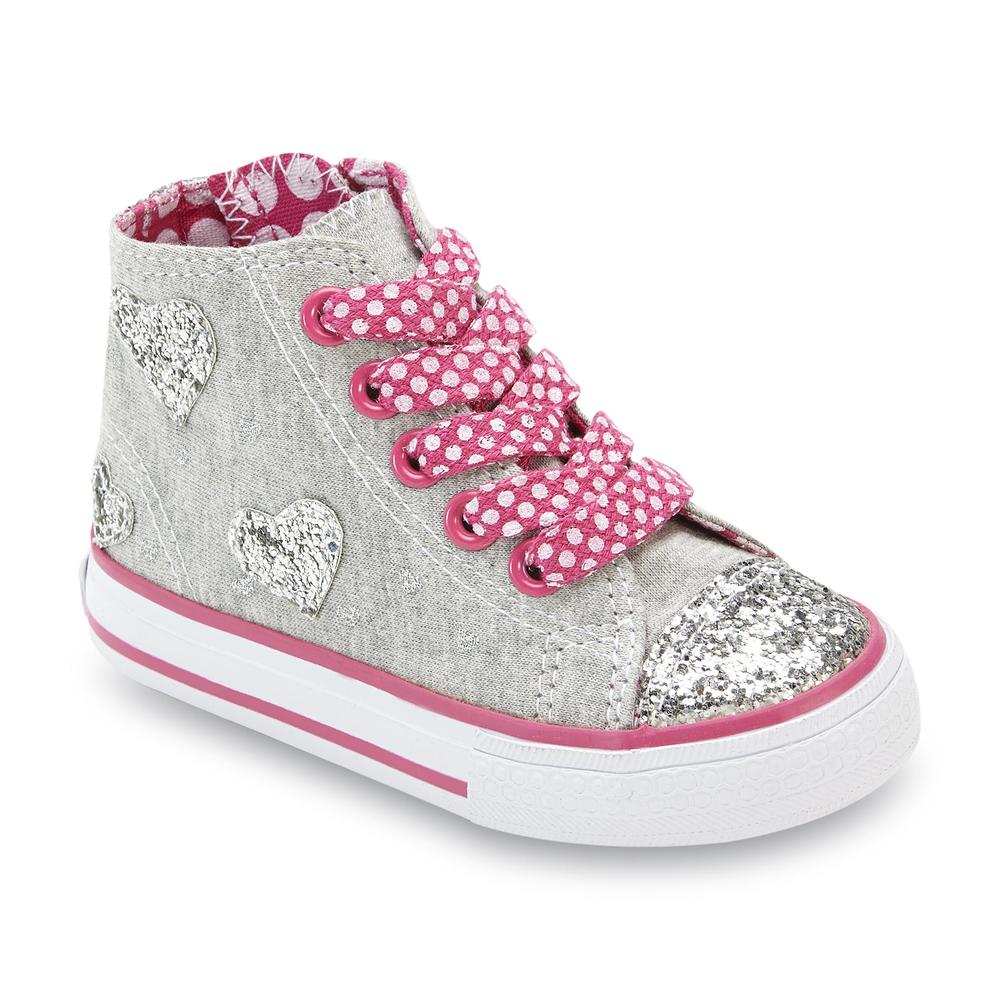 Bongo Toddler Girl's Cara Gray/Pink Sparkle High-Top Casual Shoe