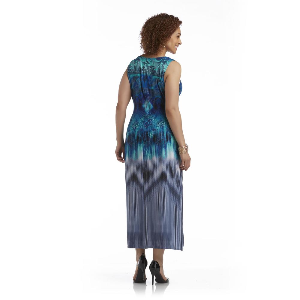 Kathy Roberts Women's Plus Gathered Maxi Dress - Abstract