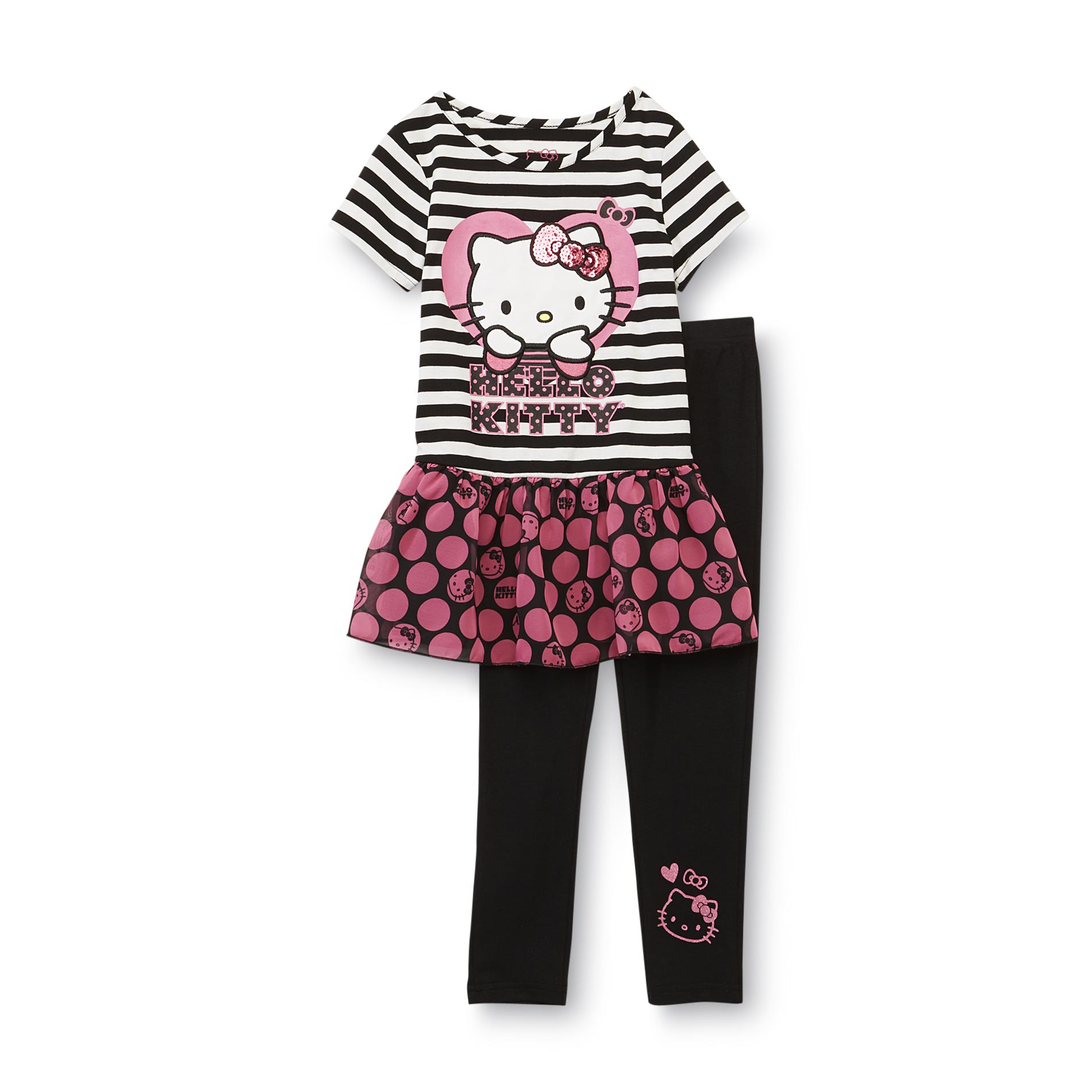 Hello Kitty Girl's Dress & Leggings - Striped & Polka Dot