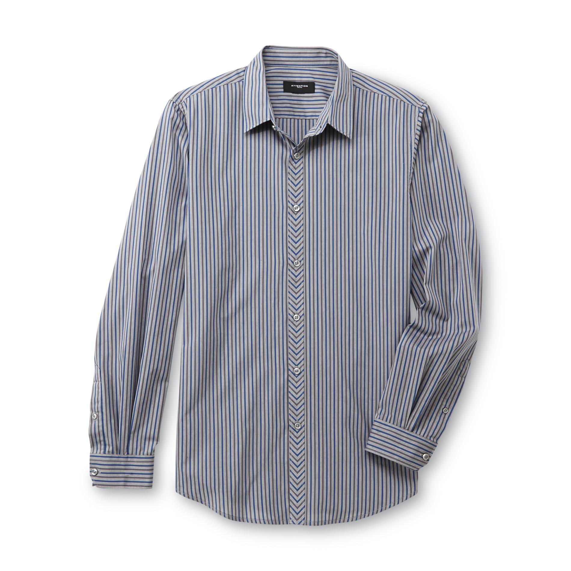Attention Men's Modern Fit Collared Casual Shirt - Striped