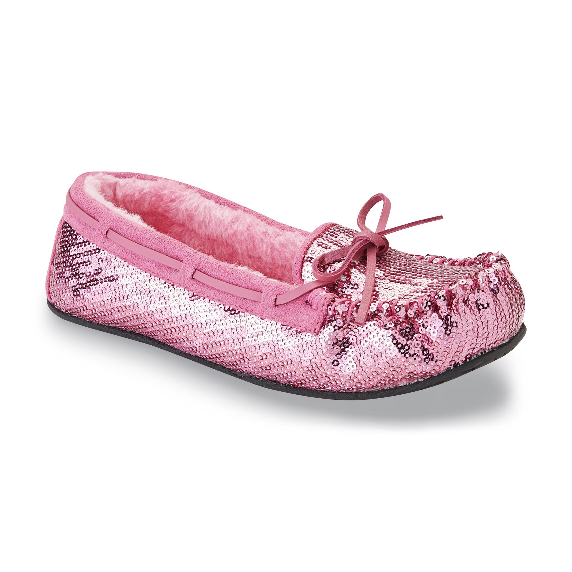 Route 66 Women's Milah Pink Sequined Moccasin Slipper