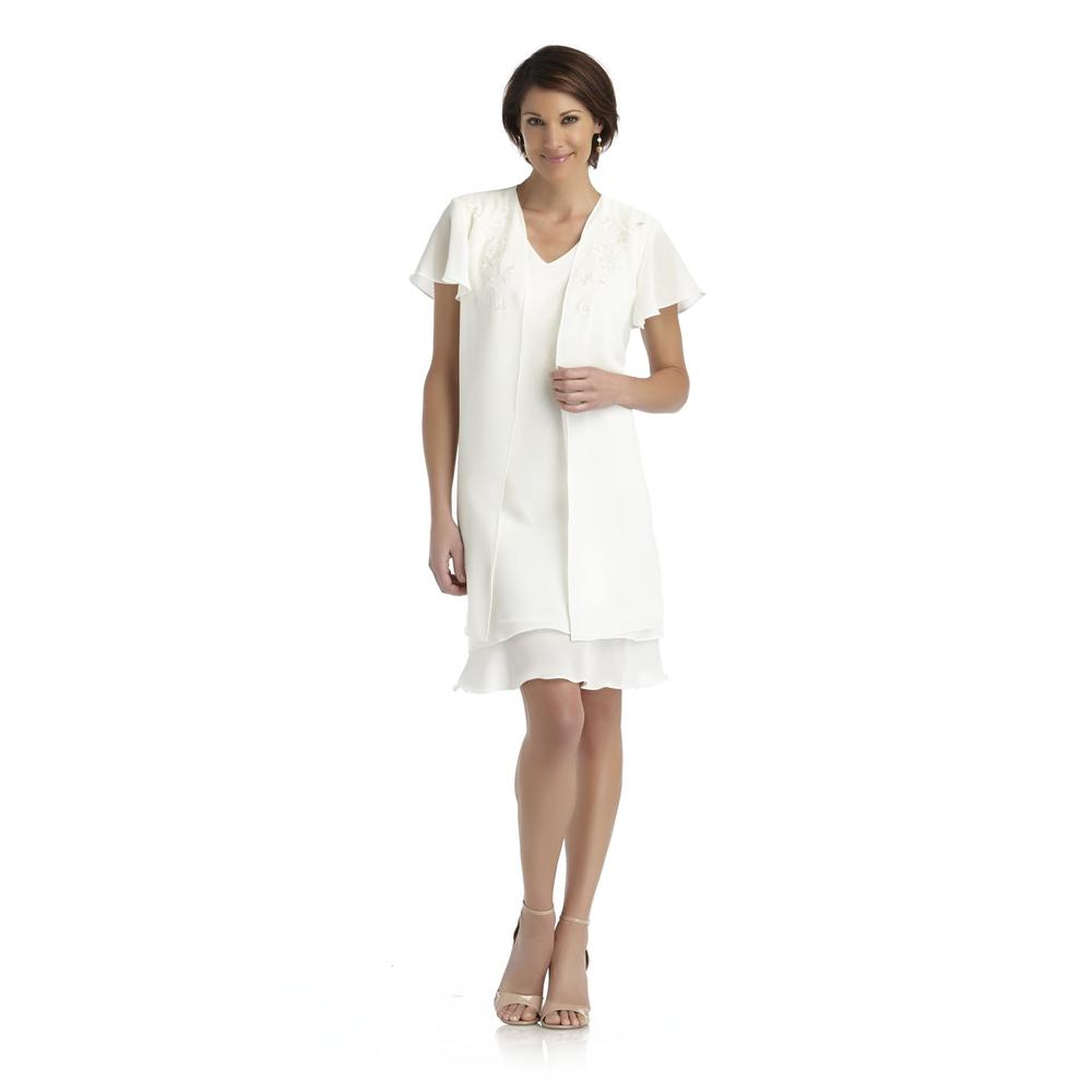 Another Thyme Women's Embroidered Mock Jacket Dress