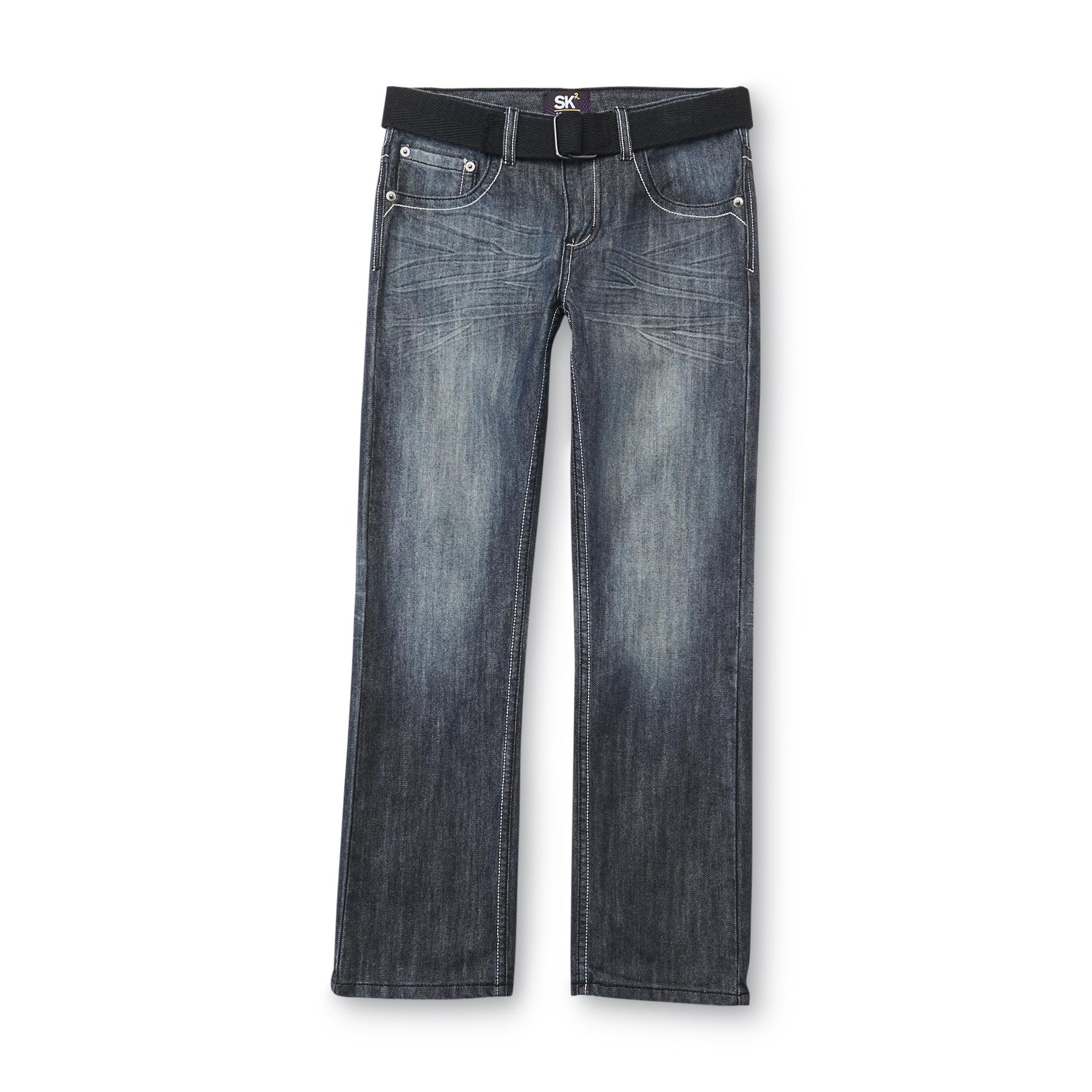 SK2 Boy's Slim Fit Skinny Jeans & Belt - Faded
