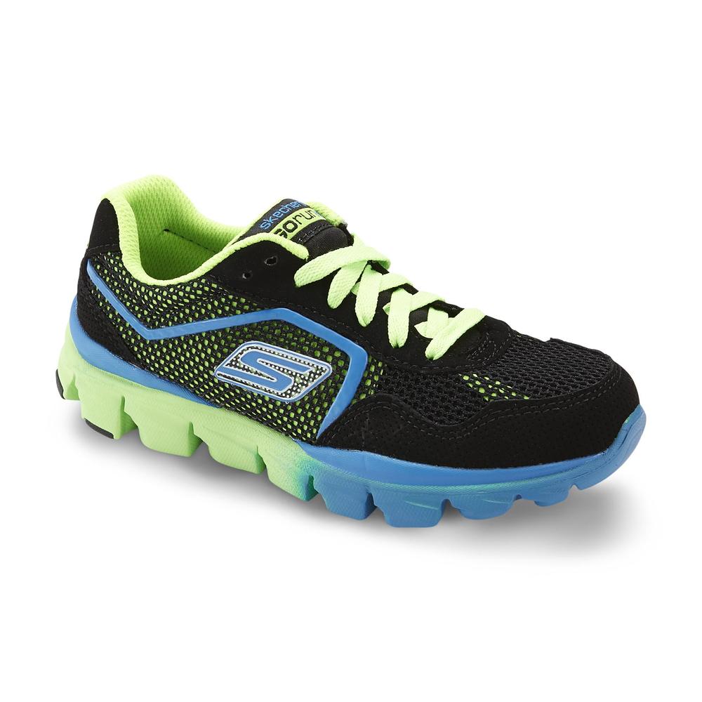 Skechers Boy's Supreme Go Run Athletic Shoe - Black/Neon Green/Blue