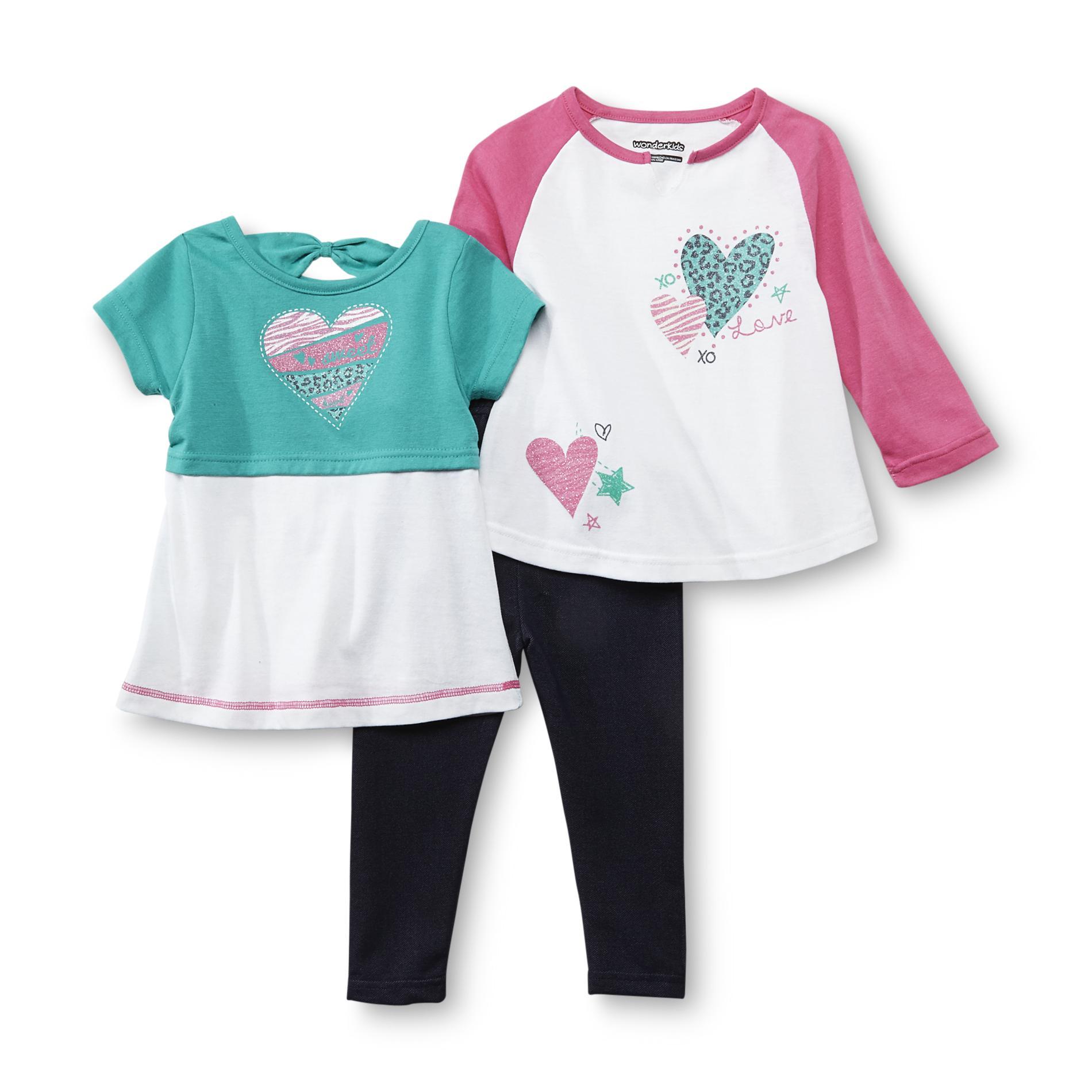 WonderKids Infant & Toddler Girl's Baseball T-Shirt  Short-Sleeve Top & Jeggings