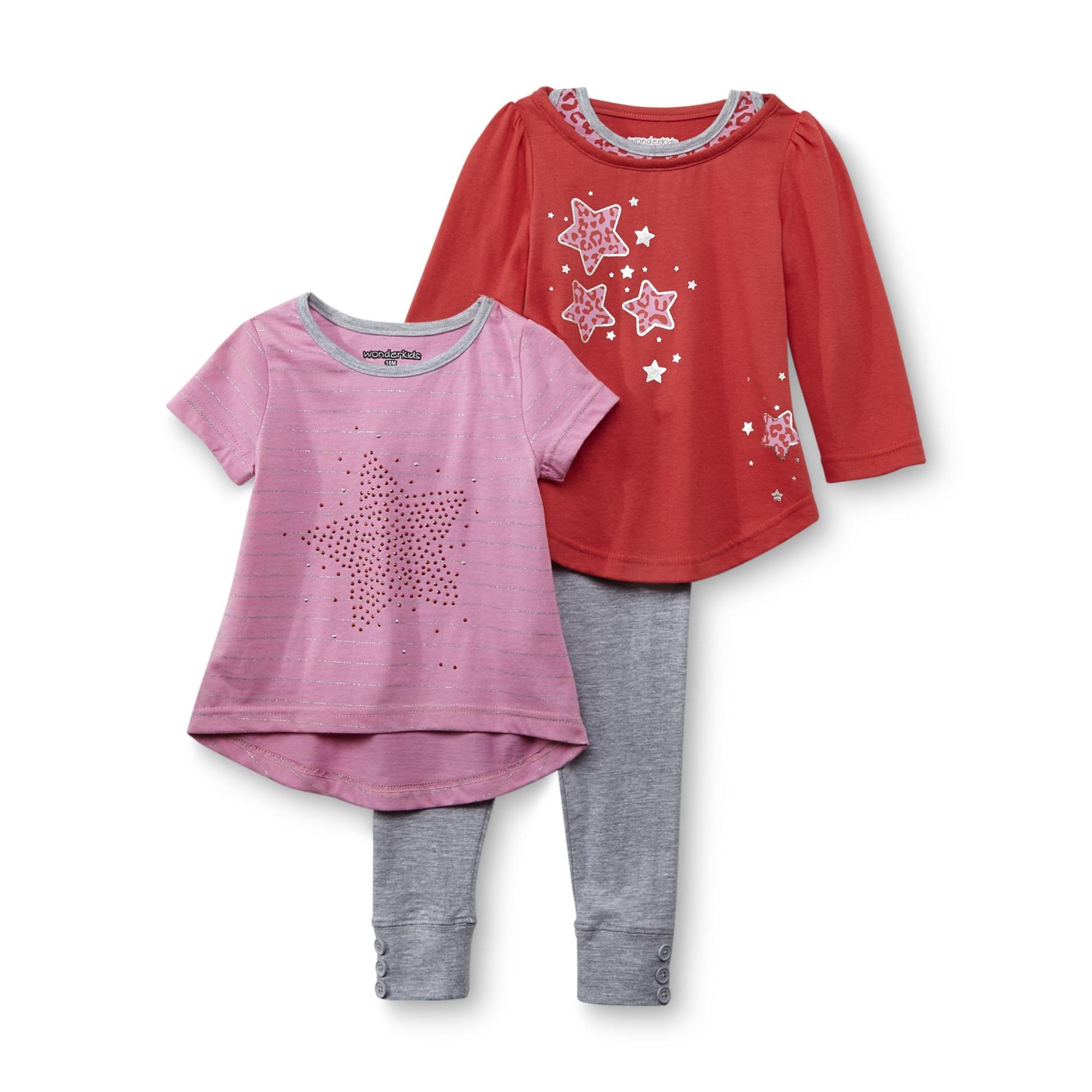 WonderKids Infant & Toddler Girl's T-Shirt  Long-Sleeve Top & Leggings - Star