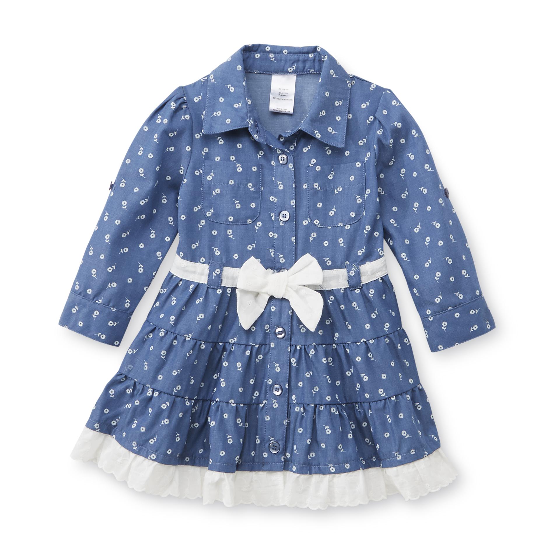 Route 66 Infant & Toddler Girl's Chambray Shirt Dress - Floral
