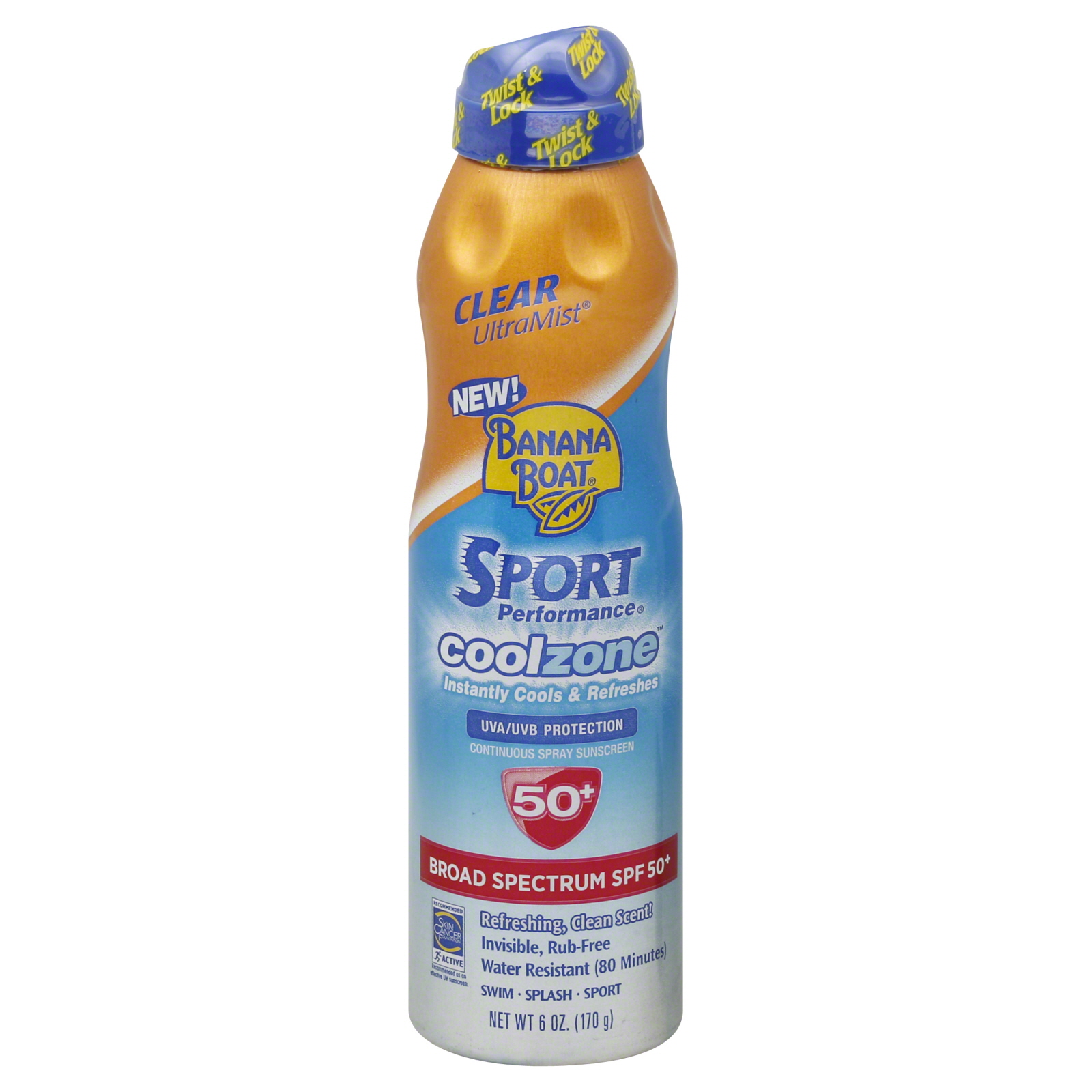 Banana Boat Sport Performance Cool Zone, Continuous Spray, SPF 50, 6 oz
