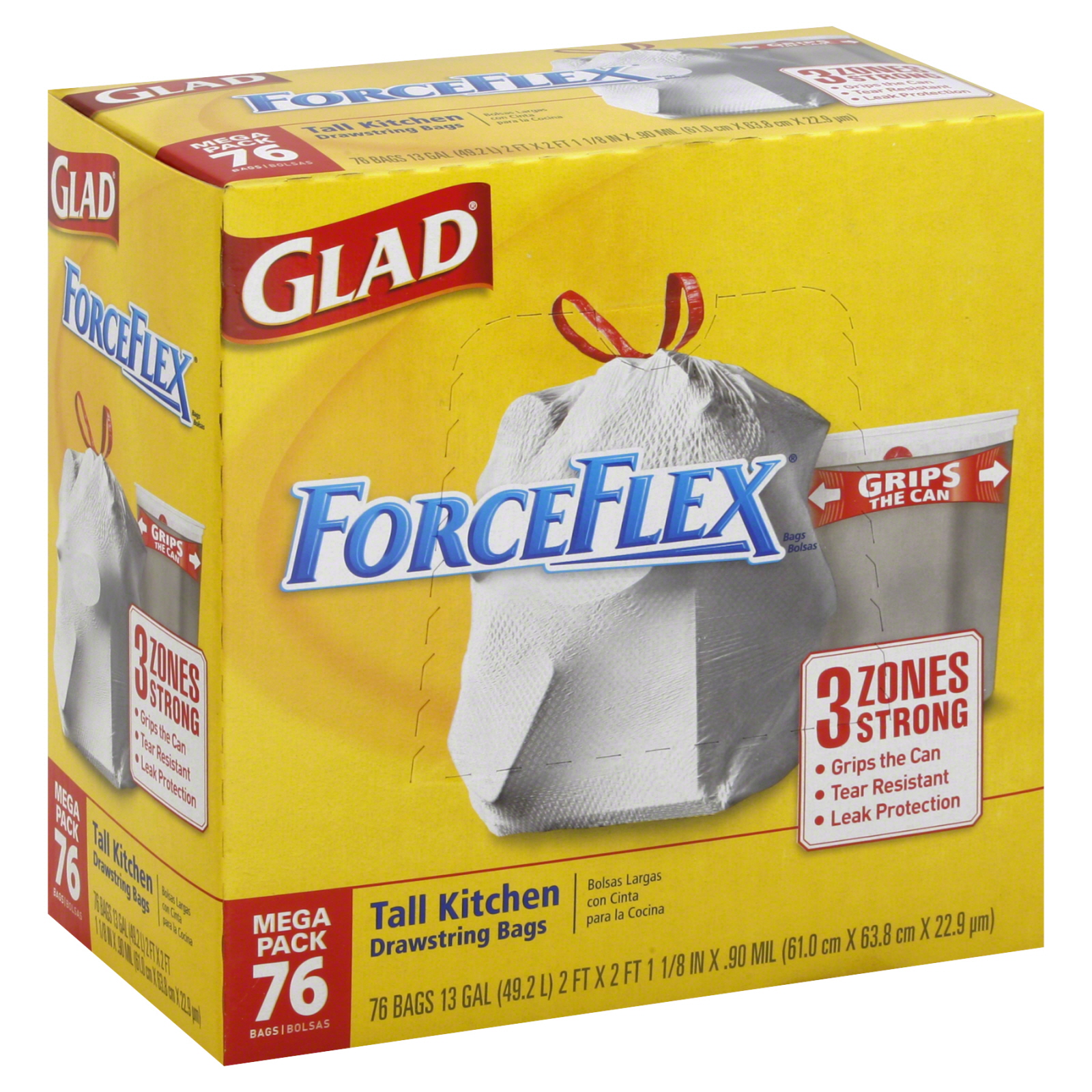Glad ForceFlex Tall Kitchen Drawstring Trash Bags - 13 gal