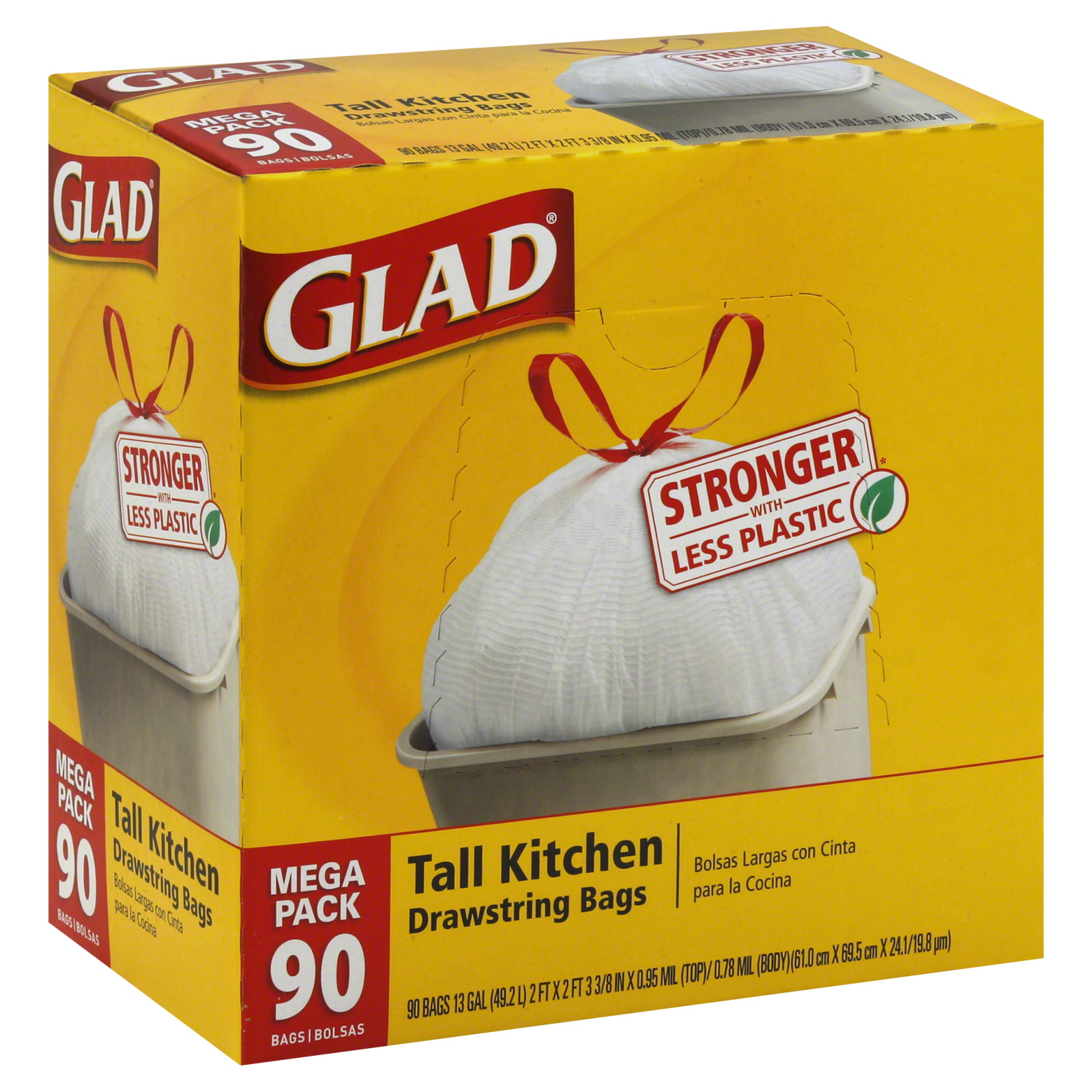 Glad Tall Kitchen Drawstring Trash Bags 13 gal - 90 pack ...