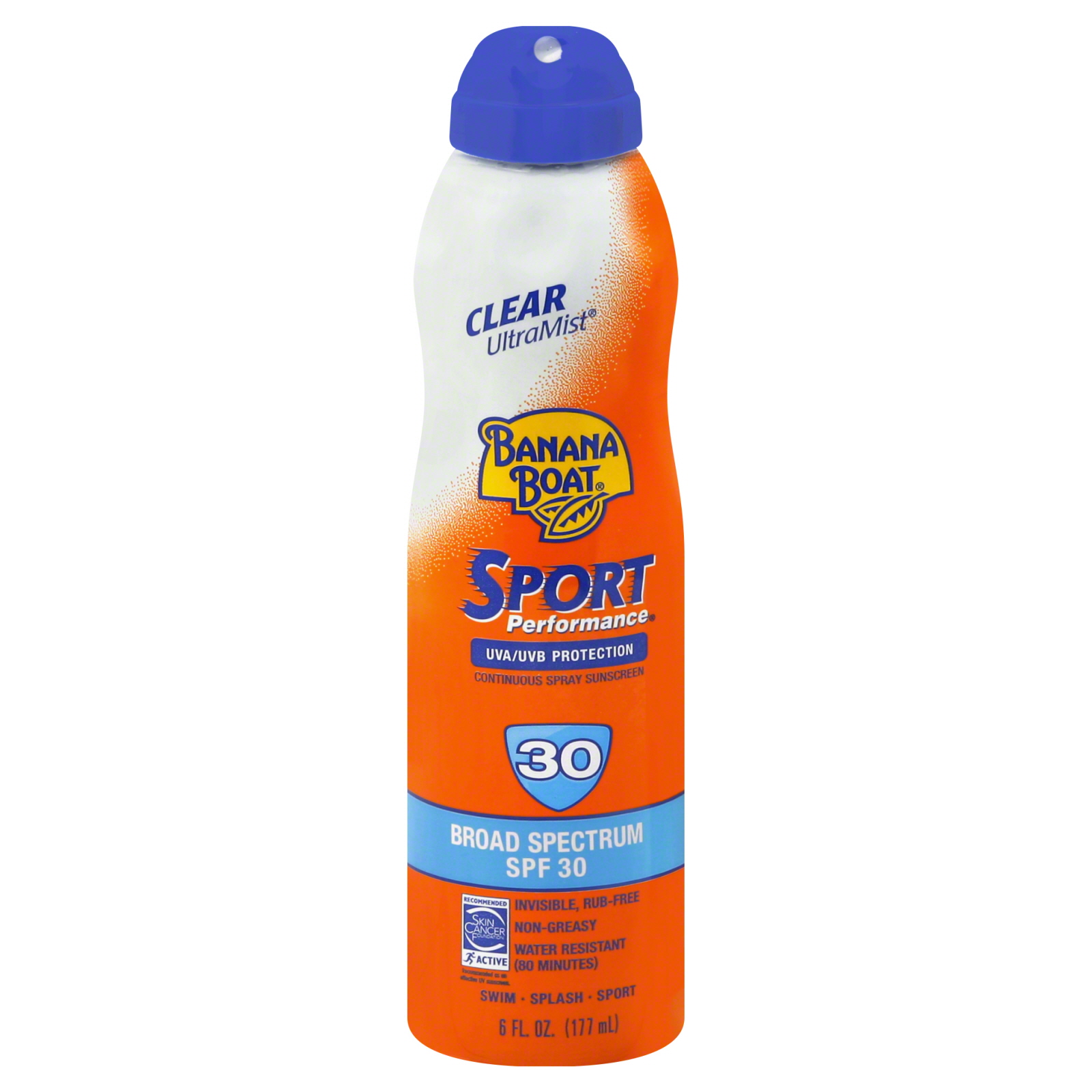Banana Boat Sport Performance&#174; Clear Ultra Mist SPF 30 Continuous Spray Sunscreen with Powerstay Technolog, Aerosol Can, 6 oz.