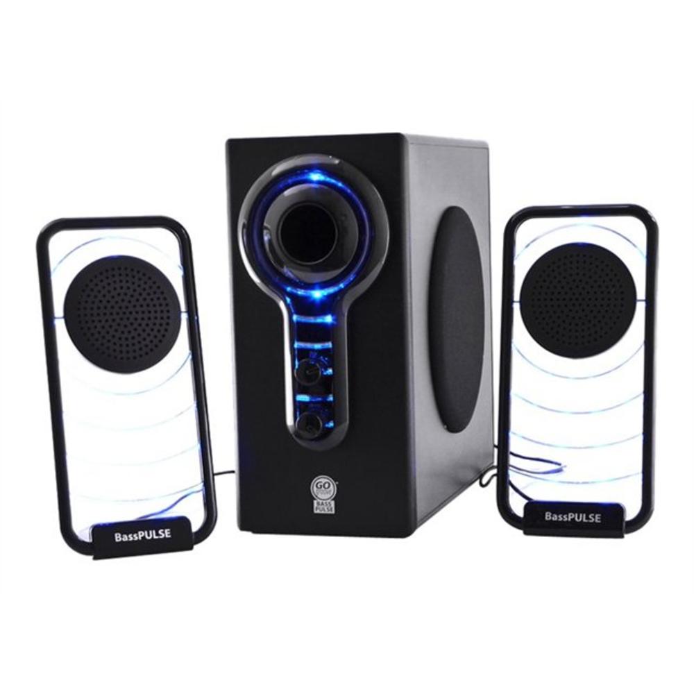 plein voedsel Kruiden GGBP000100BKUS GOgroove BassPULSE 2.1 Computer Speakers with Blue LED Glow  Lights and Powered Subwoofer - Gaming Speaker System for Music on De