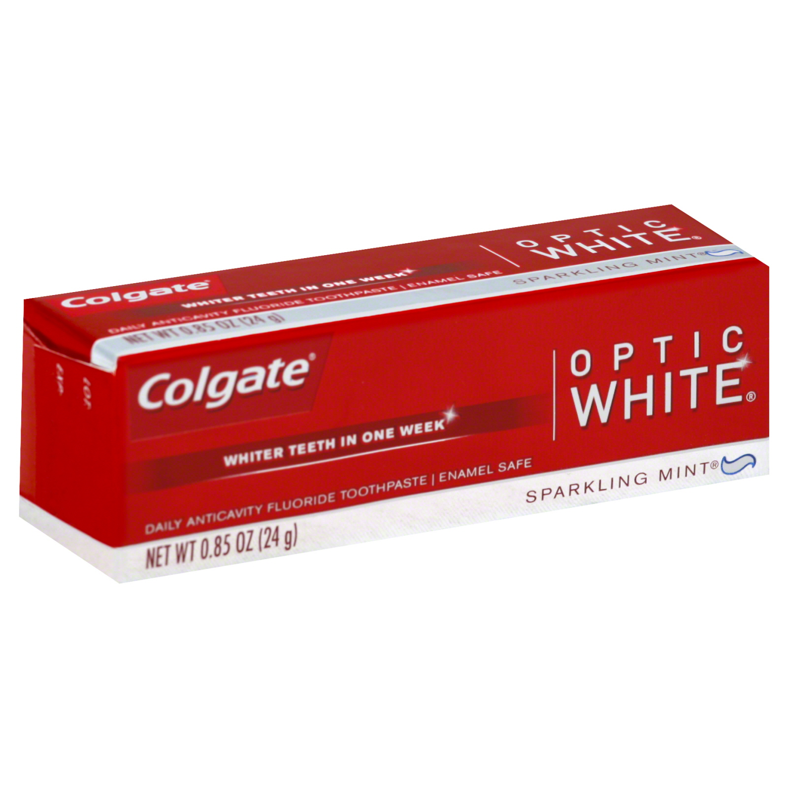 Colgate Optic White Toothpaste, Sparkling Mint, 0.85 oz, Size: 0.85 oz (24 g) Colgate Optic White Toothpaste, Sparkling Mint, 0.85 oz, Size: 0.85 oz (24 g)