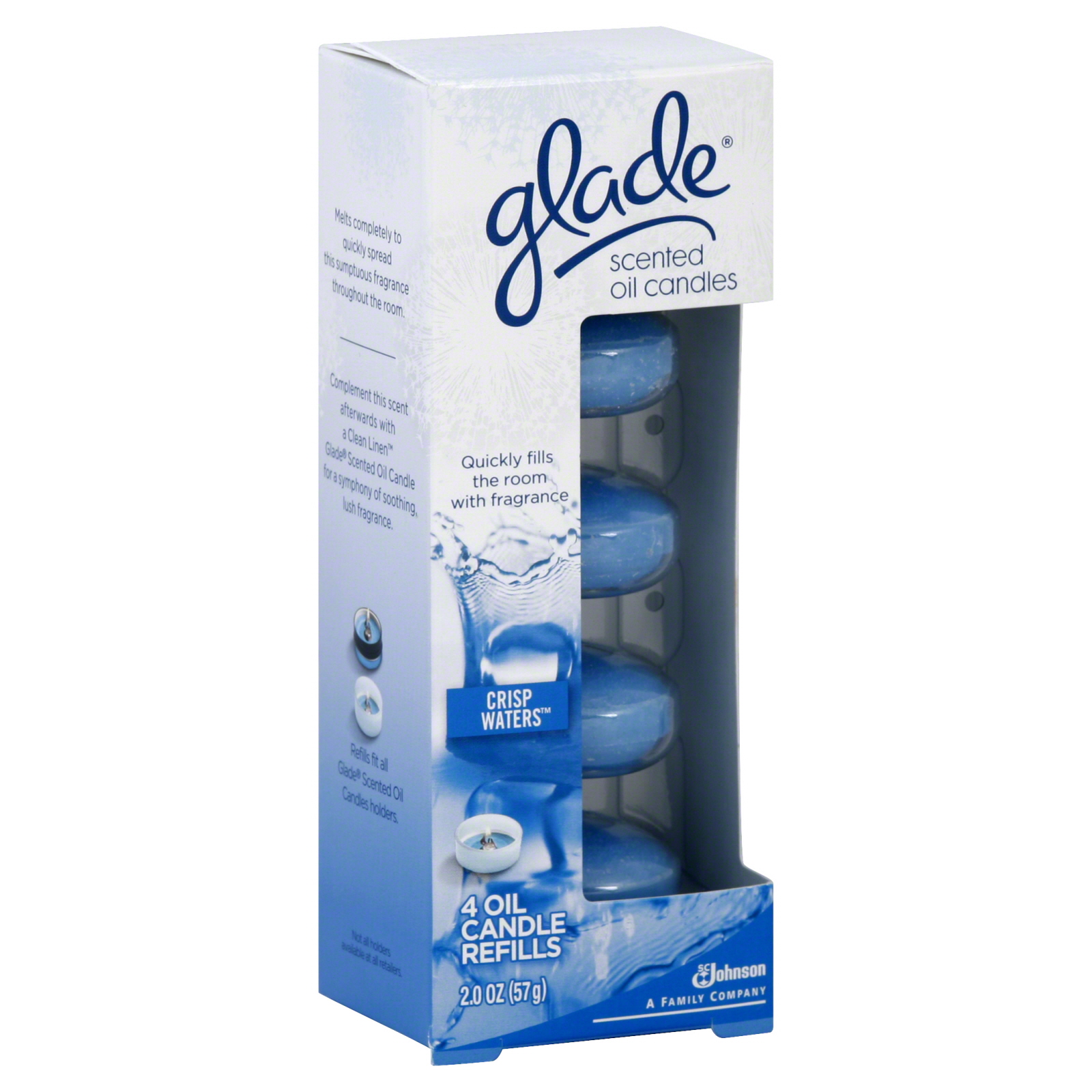 Glade Scented Oil Candles, Crisp Waters, 4 refills [2 oz (57 g)]