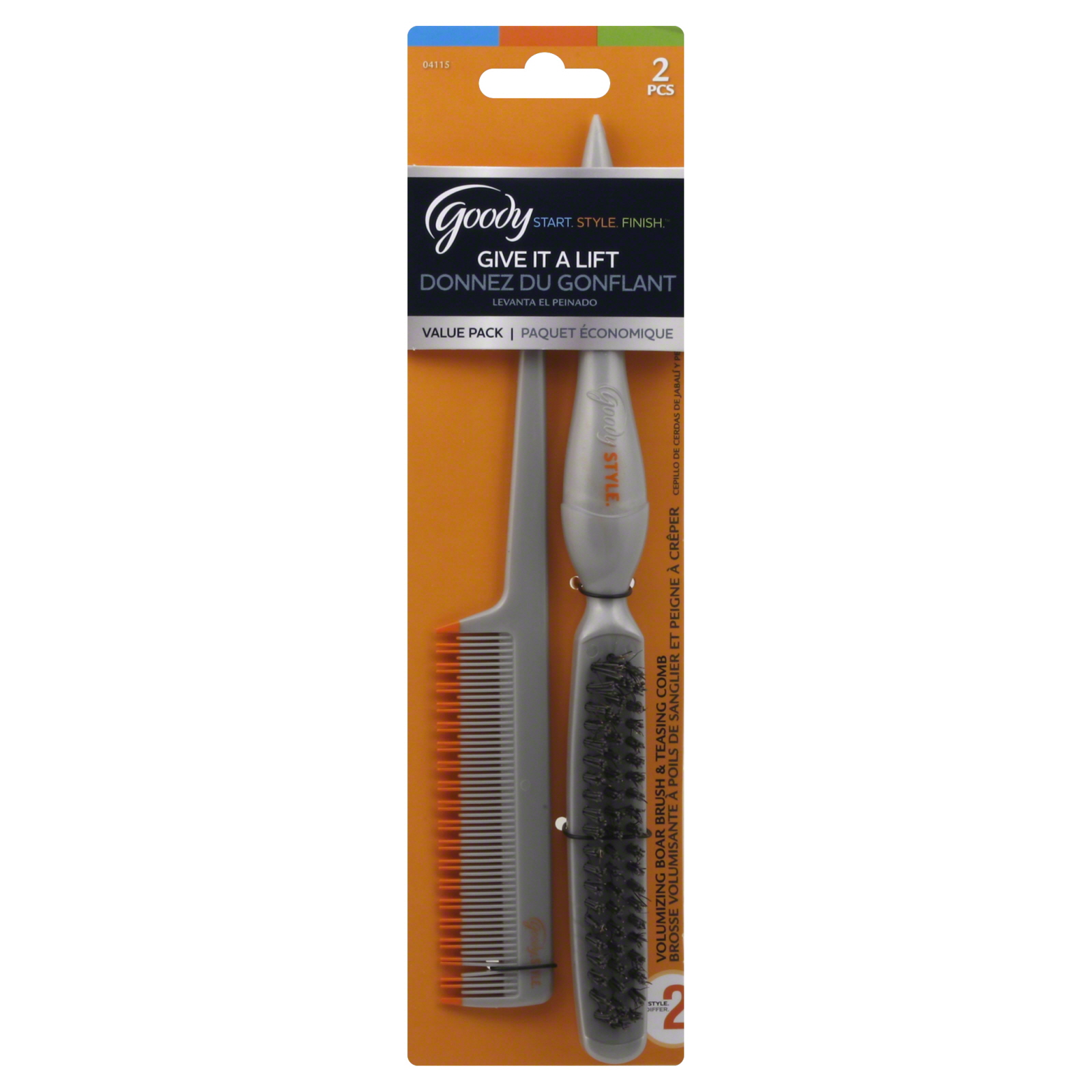 Goody Start, Style, Finish - Tease and Lift Volume Combo Pack (Comb & Brush), 2 CT
