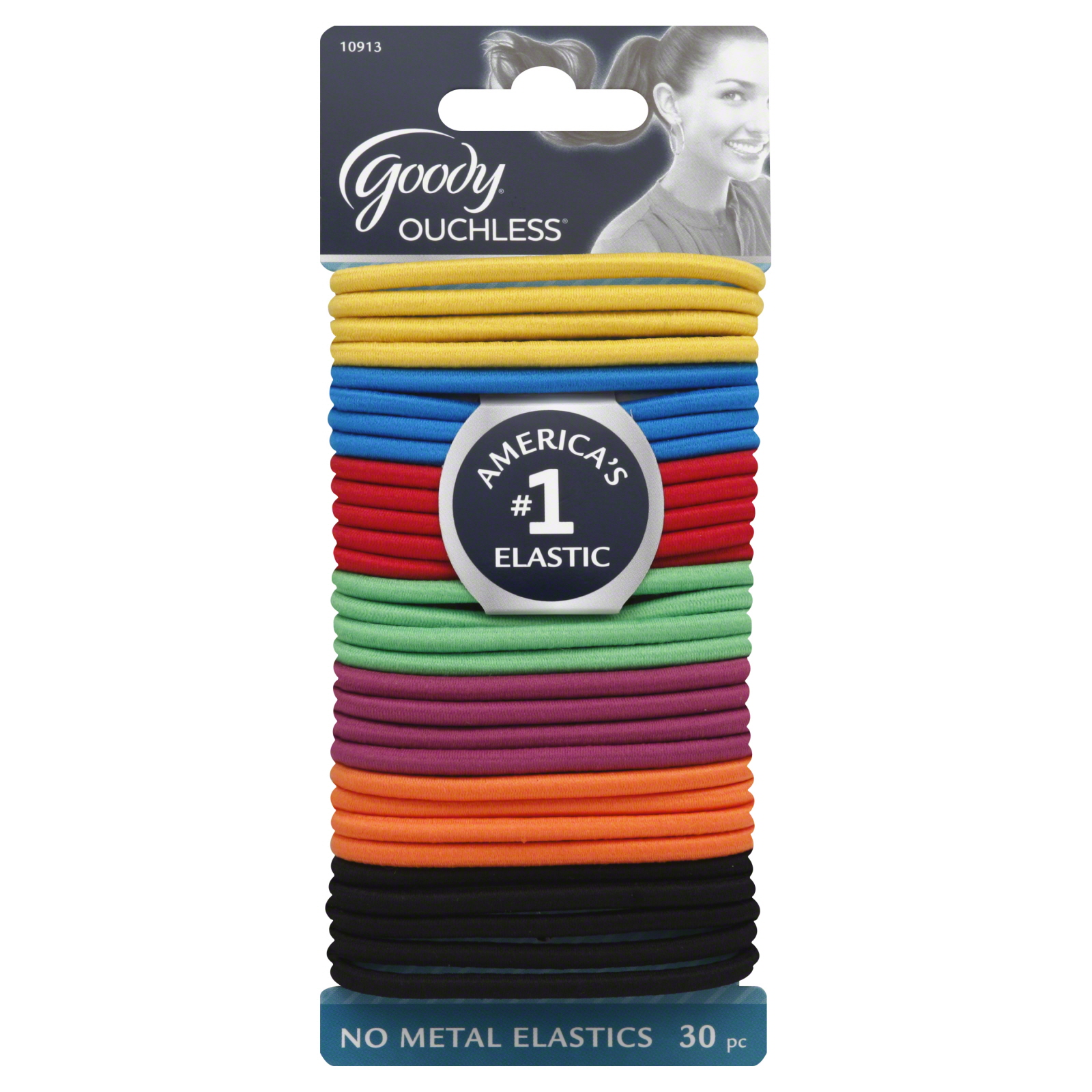 Goody Ouchless Hair Elastics- Candy Coated, 30 pcs