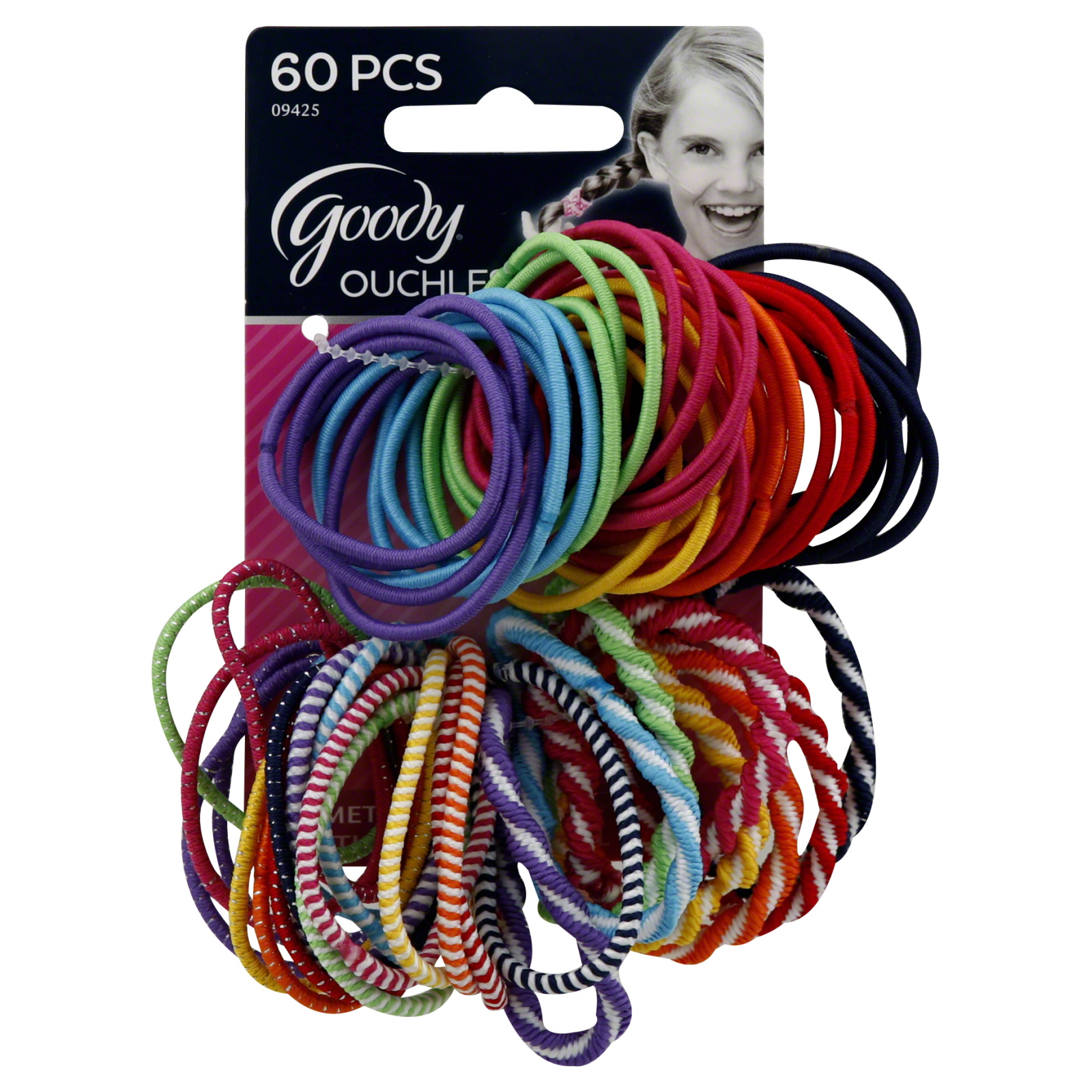 Goody Girls Ouchless Assorted Elastics, 60 pcs, Multi color Goody Girls Ouchless Assorted Elastics, 60 pcs, Multi color