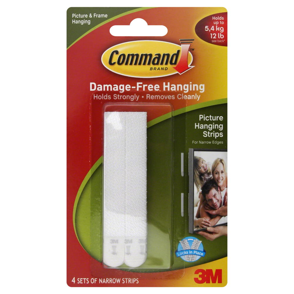 CommandTM Narrow Picture Hanging Strips White