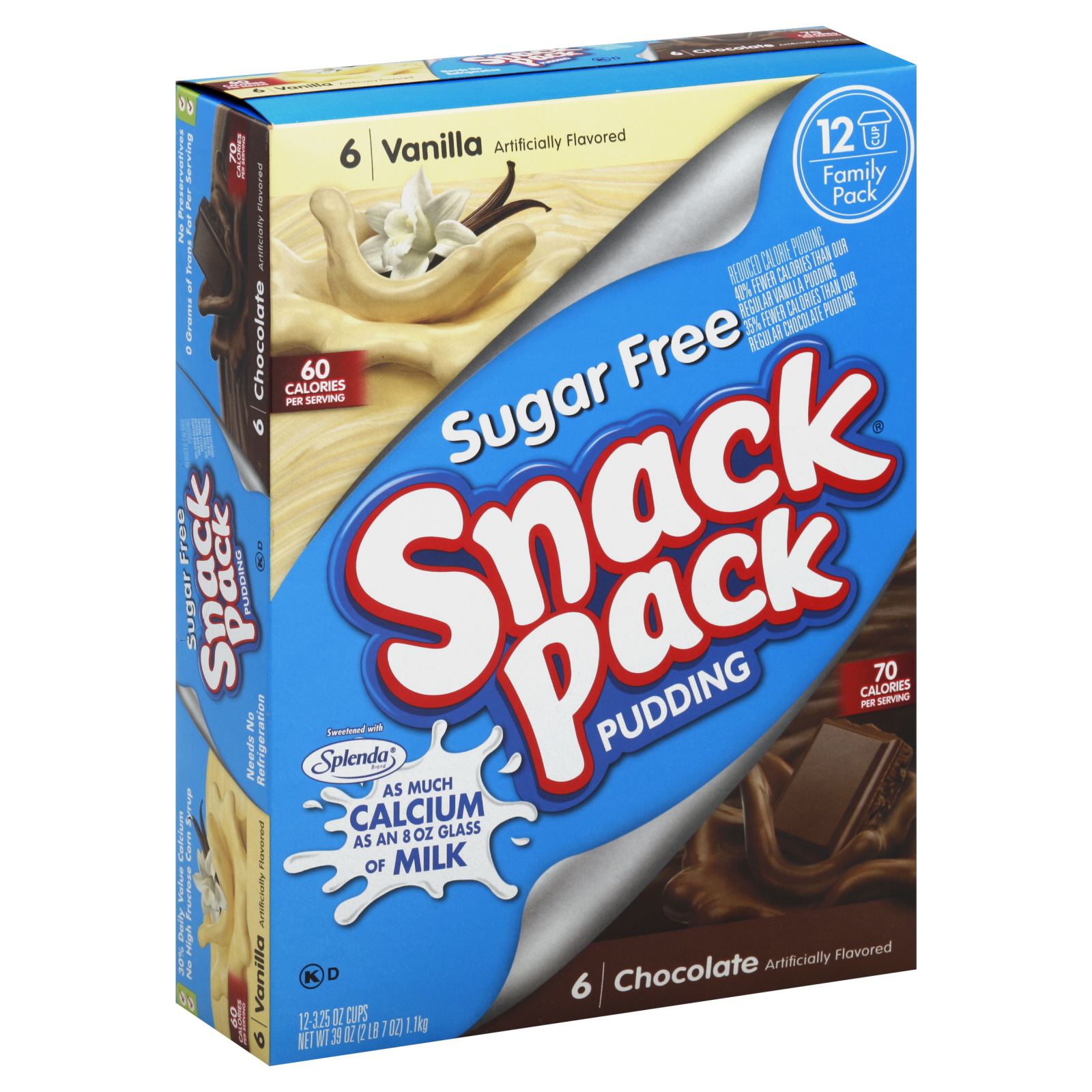 Hunt's Snack Pack Pudding, Chocolate Vanilla Family Pack, 12 pk