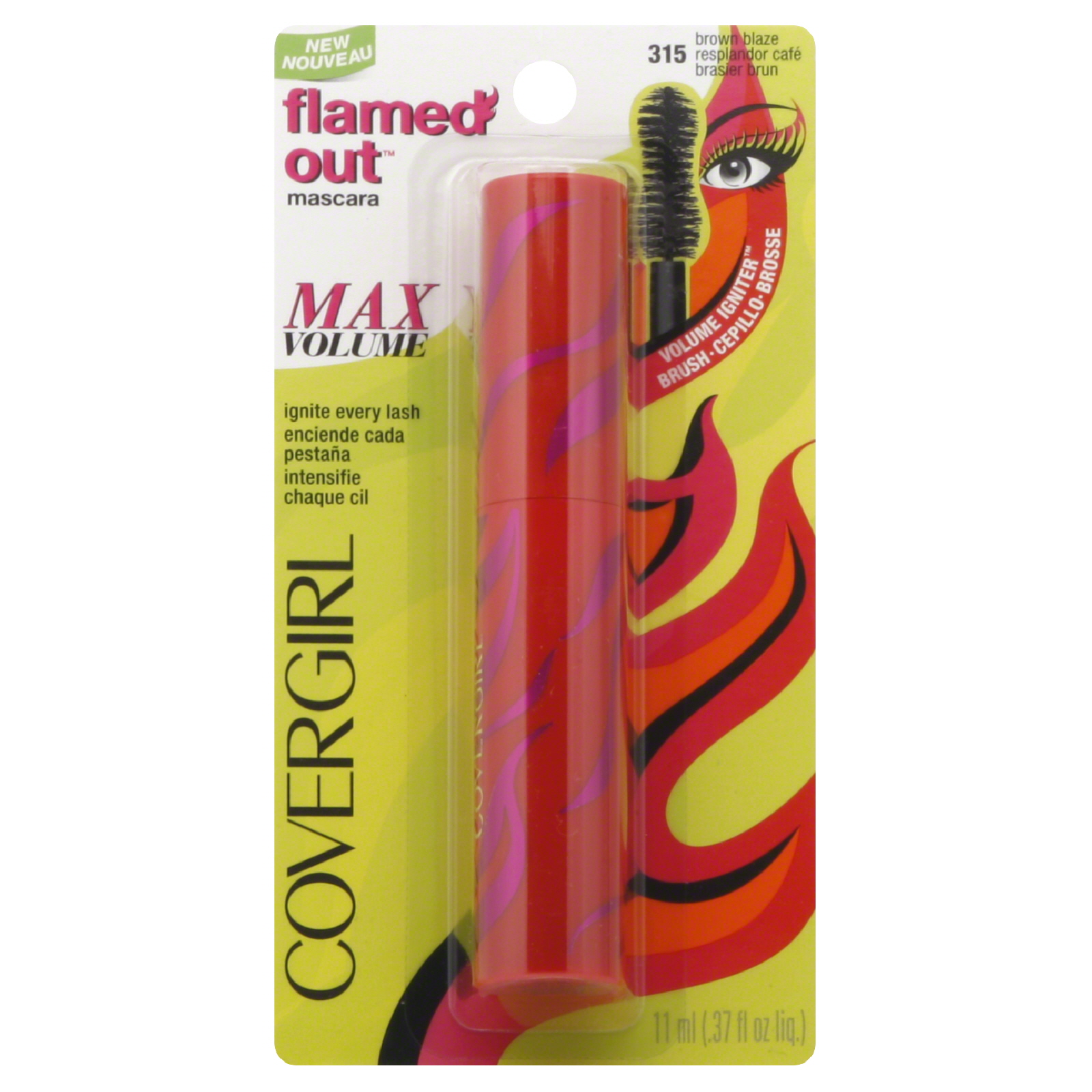 CoverGirl Flamed Out Mascara, 315 Brown Blaze, 0.37 oz