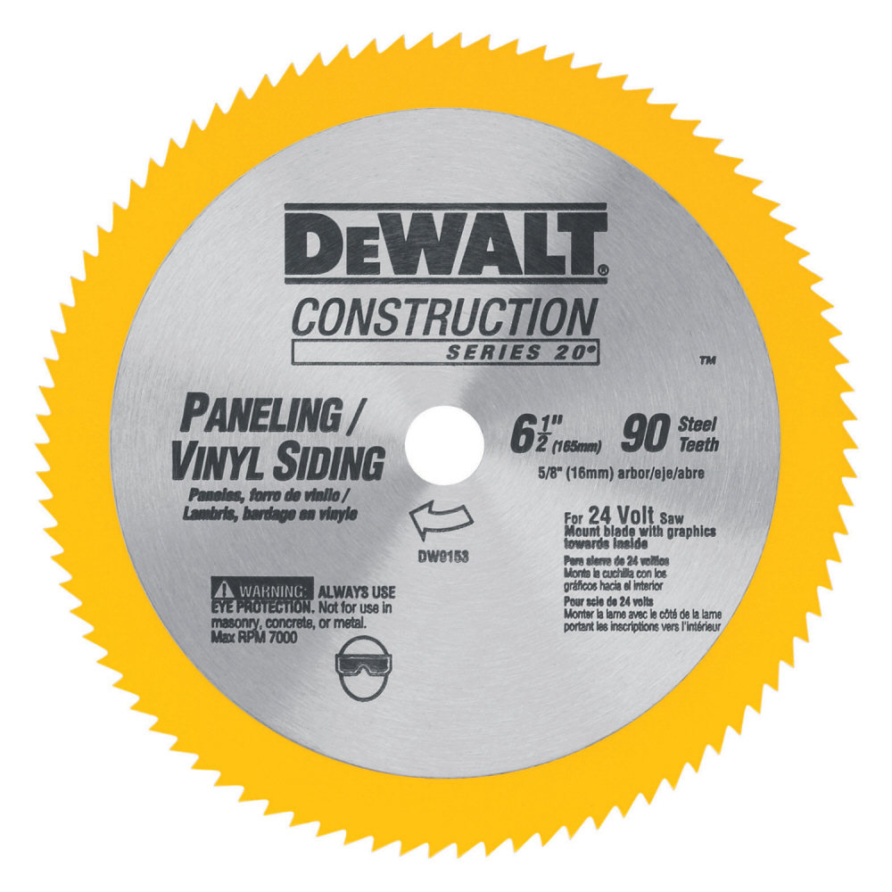 DeWalt 6-1/2 in. 90T Steel Saw Blade (Vinyl/Paneling)