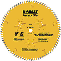 DEWALT DW3218PT 10-Inch 80 Tooth ATB Crosscutting Saw Blade with 5/8-Inch Arb...