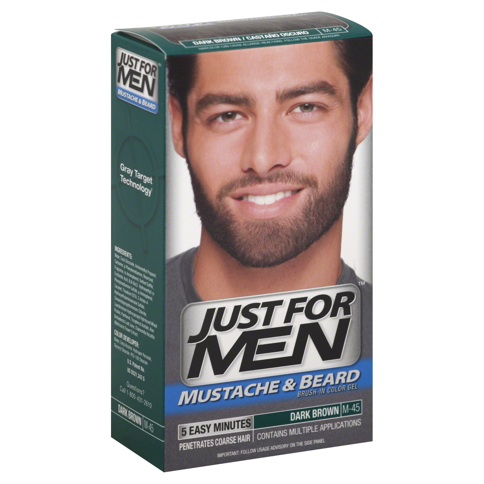 Just For Men Brush-In Color Gel, Mustache & Beard, 1 kit